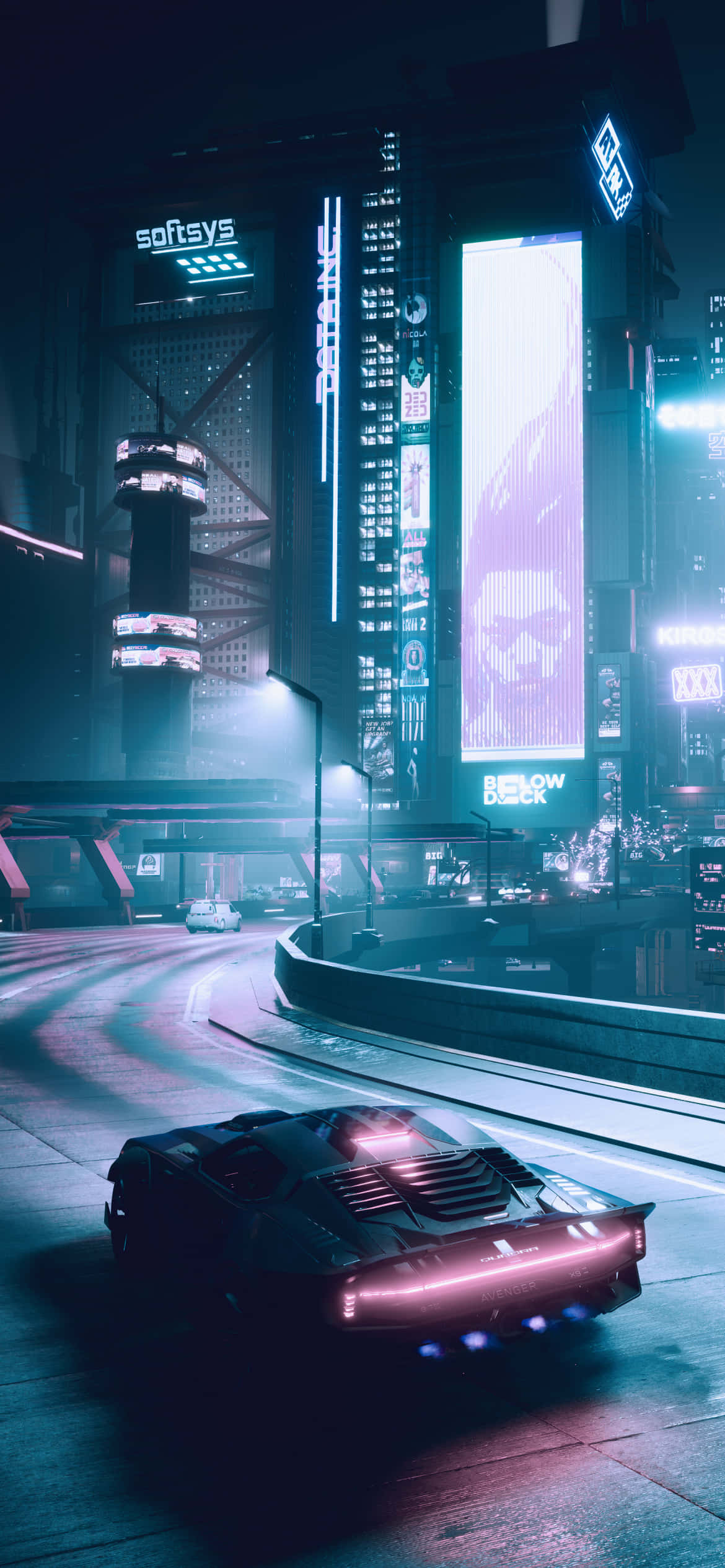 iPhone X Cyberpunk 2077 Bakgrunn Bil Som Kjører Rundt Bakgrunner