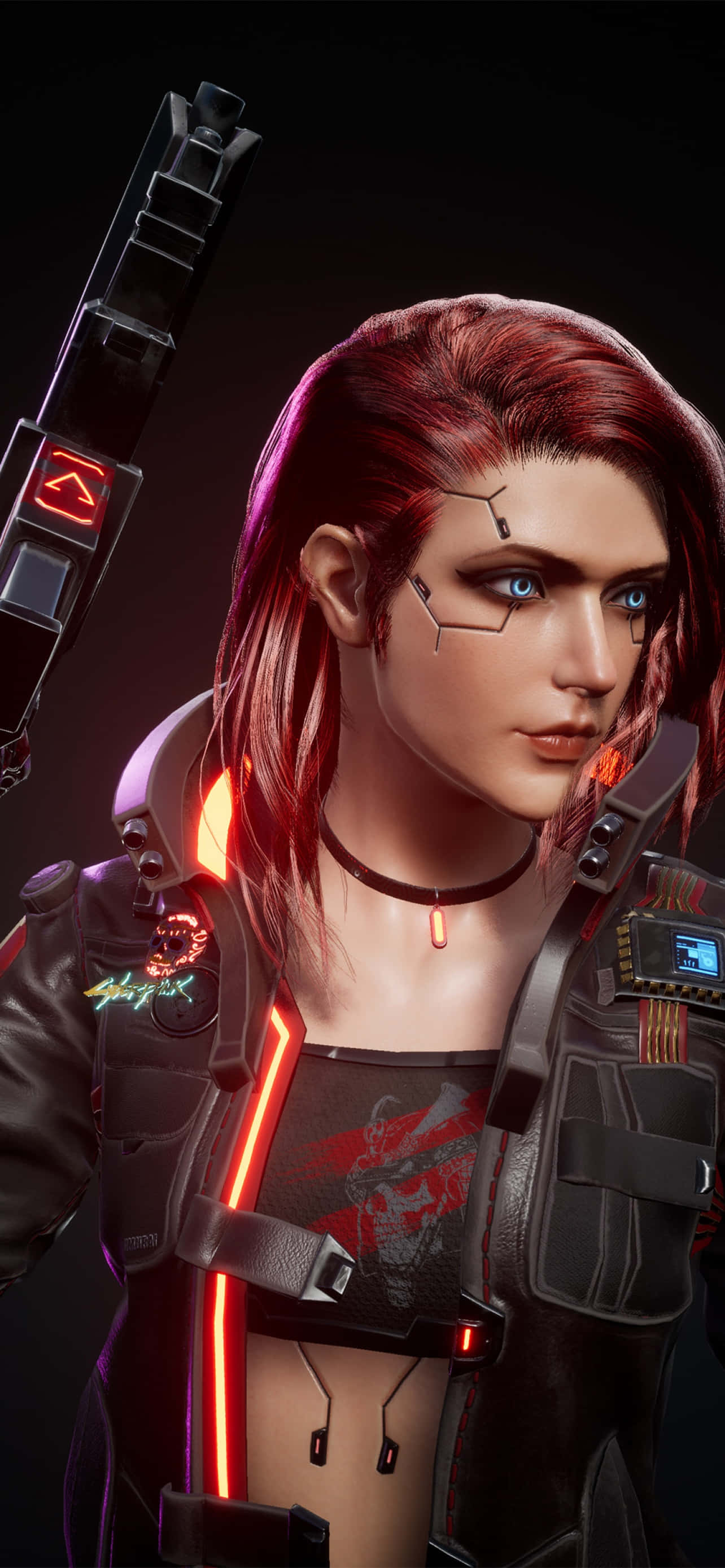 iPhone X Cyberpunk 2077-bakgrunn med tilpasset karakter med rødt hår Bakgrunner