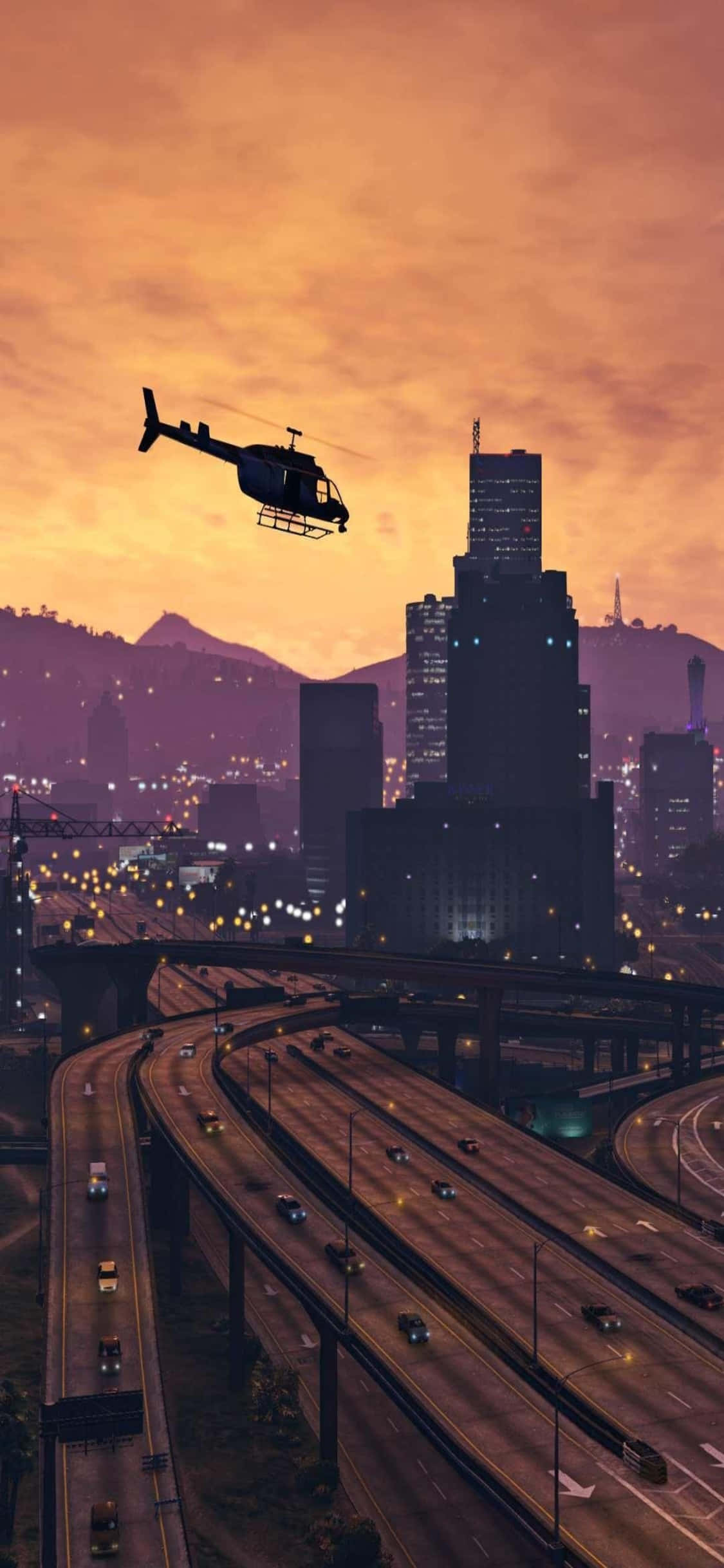 iPhone X Grand Theft Auto V-bakgrunn og helikopter Bakgrunner