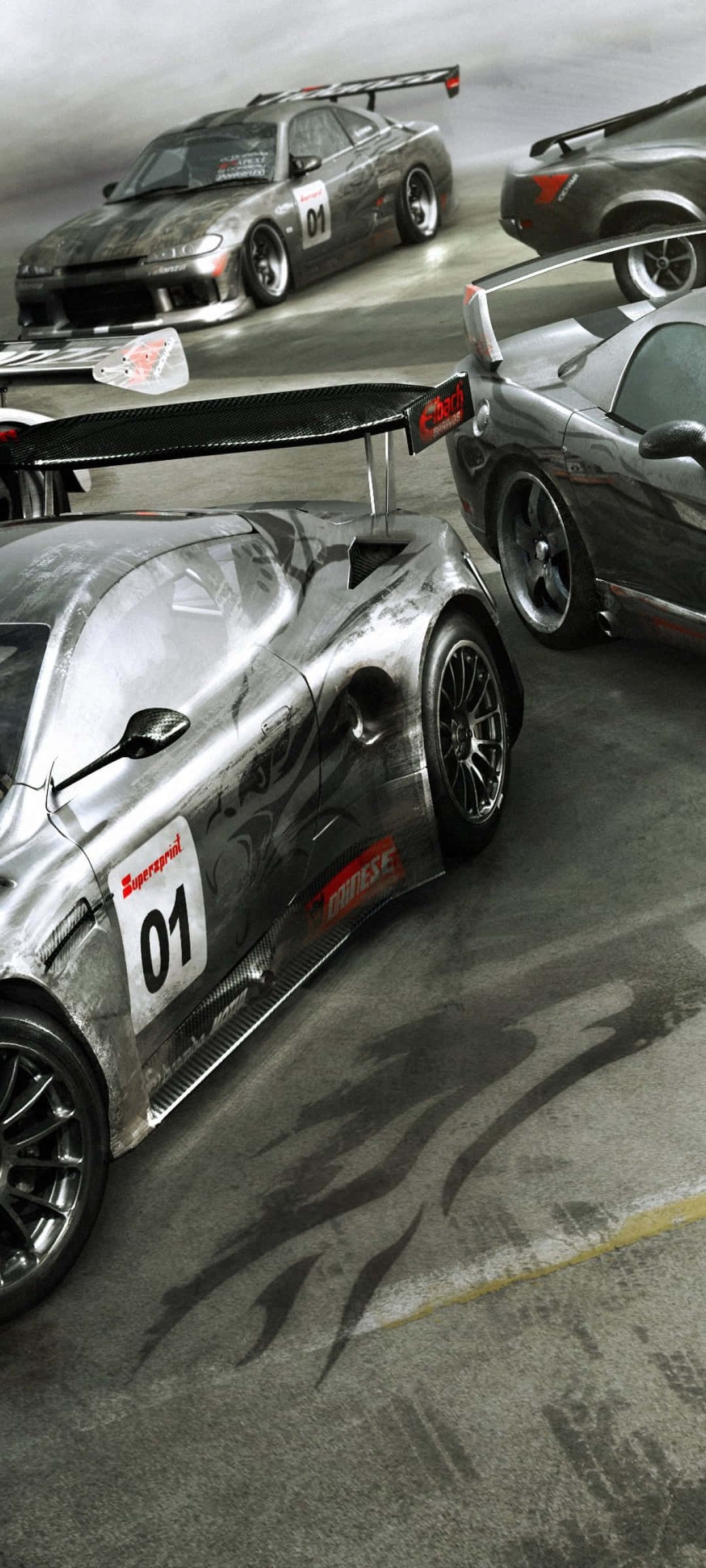 iPhone X Grid Autosport Bakgrunn – Drivende Røyk Bakgrunner