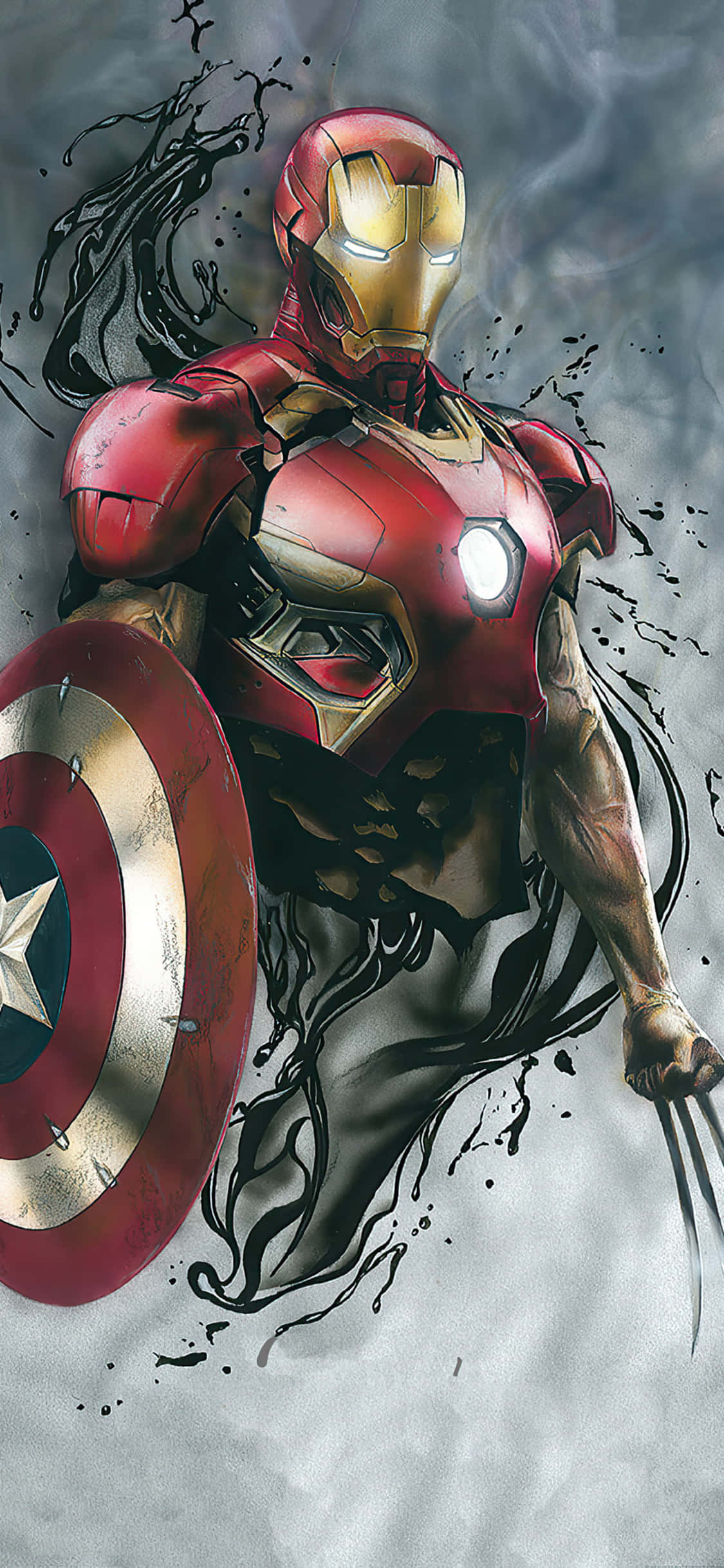 iPhone X Iron Man bakgrunn Iron Man Captain America skjold Wolverine klør Bakgrunner