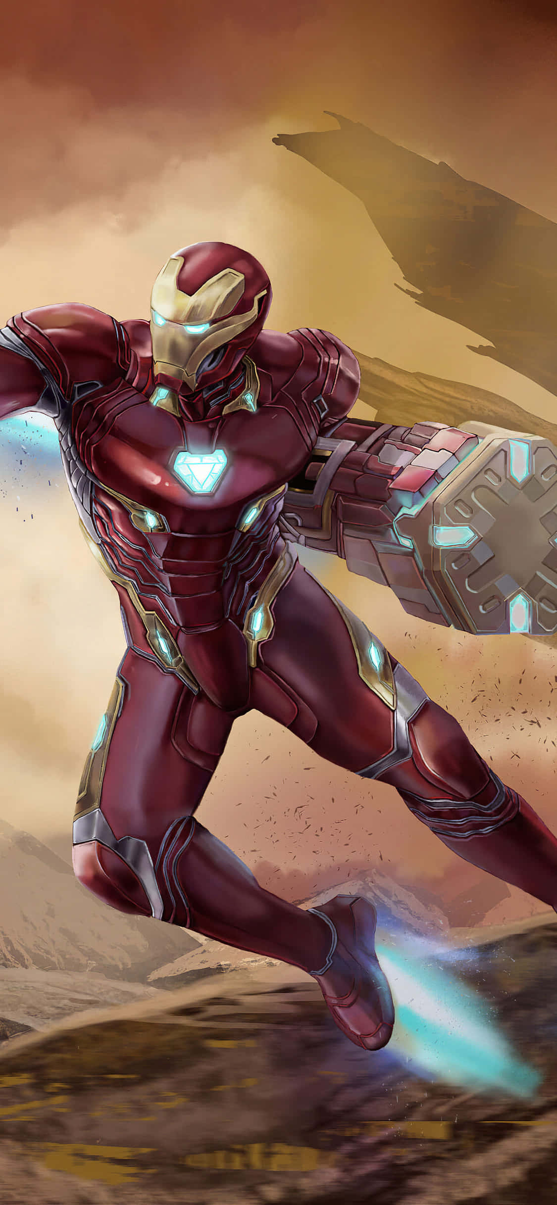 iPhone X Iron Man bakgrunn Iron Man med hammerarm Bakgrunner