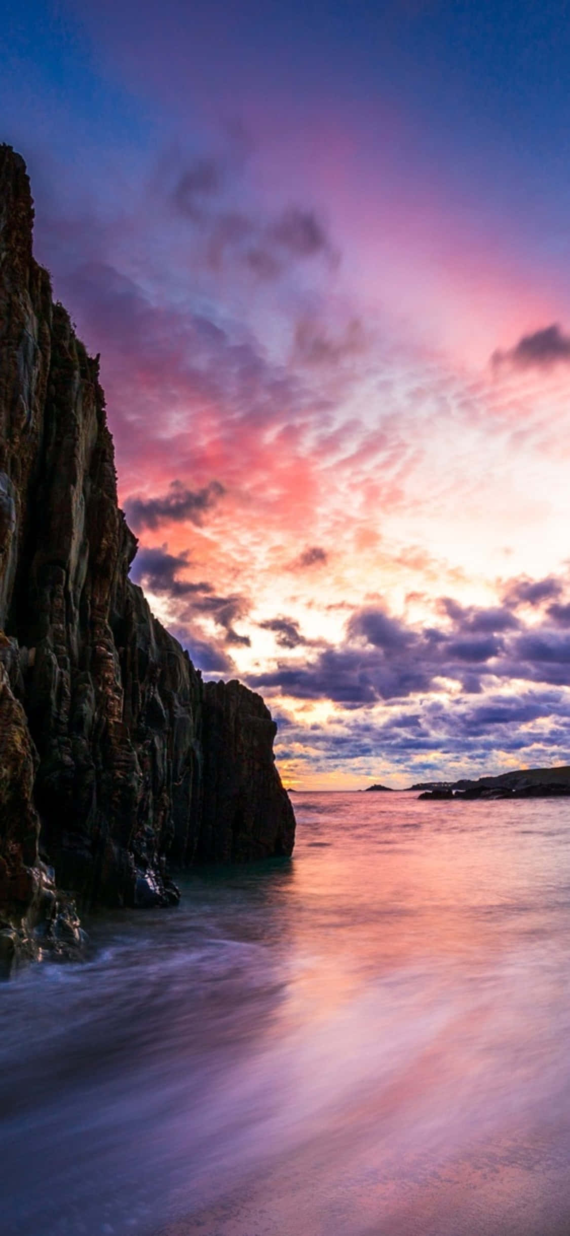 iPhone X Malibu Bakgrunn Solnedgang Himmel & Klippe Bakgrunner