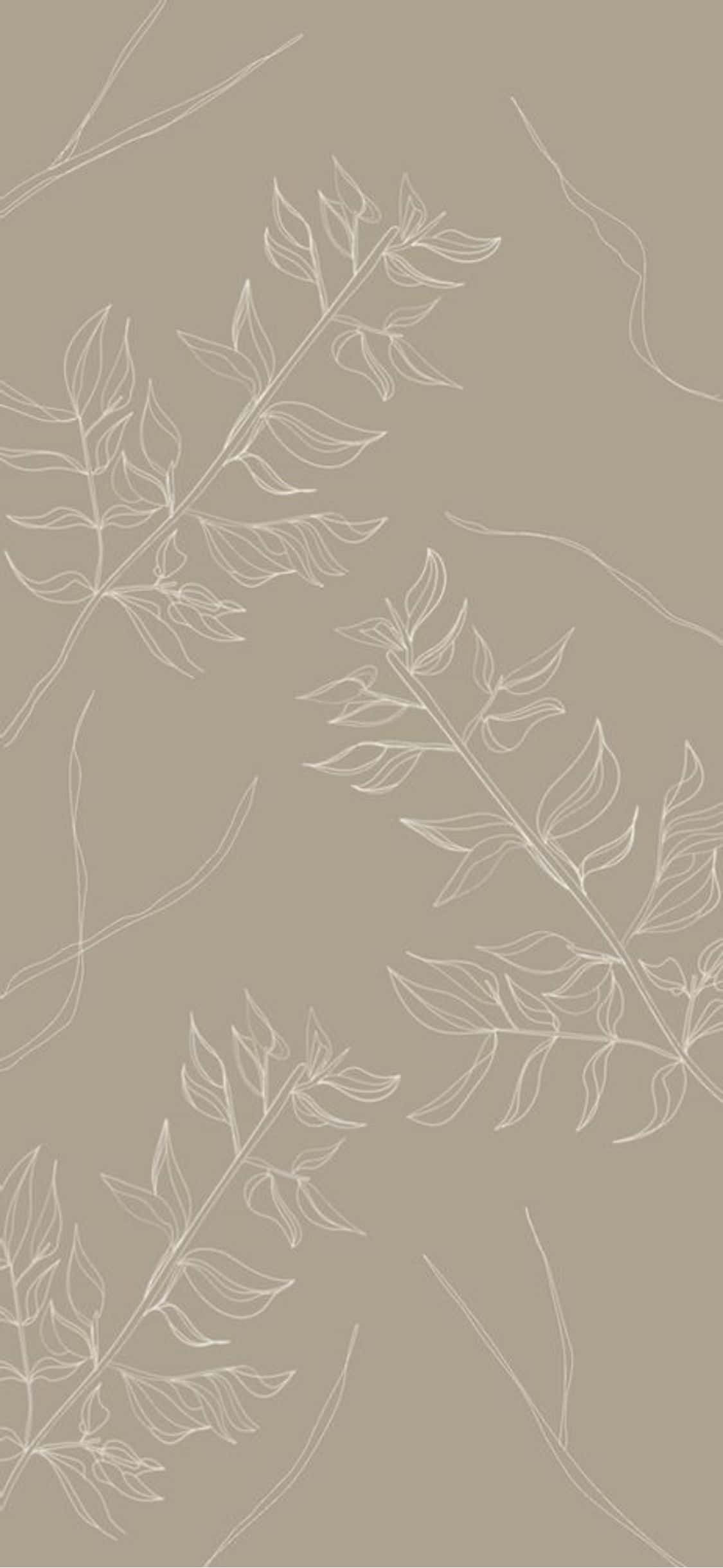 iPhone X minimalistisk bladlinjekunst bakgrunn Bakgrunner