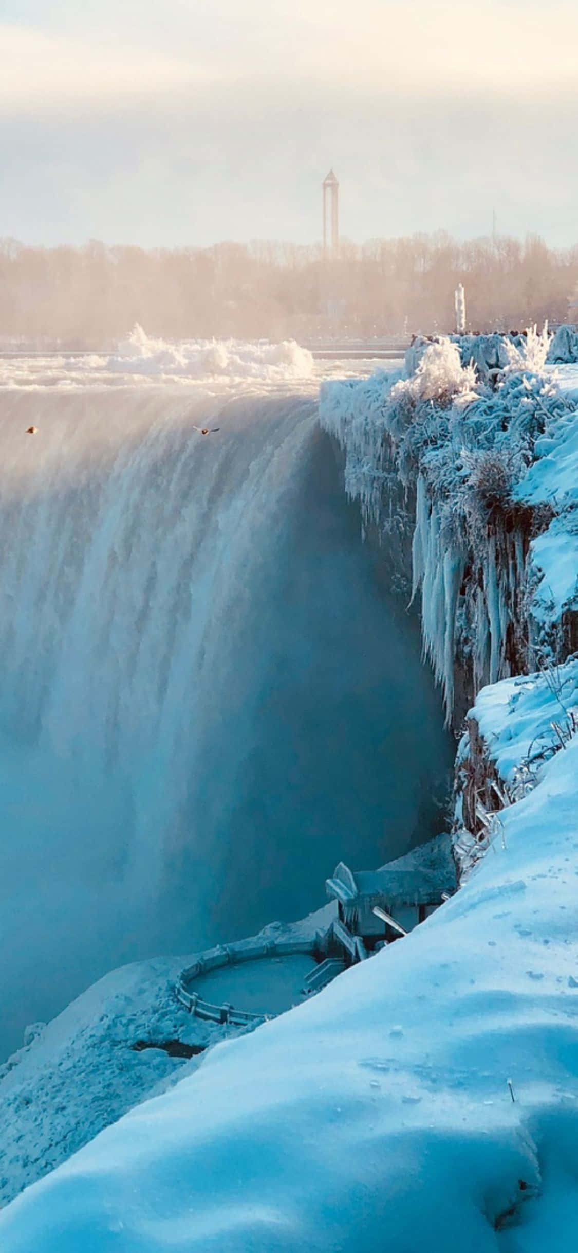 iPhone X Niagara Falls Vintersesong Bakgrunn Bakgrunner