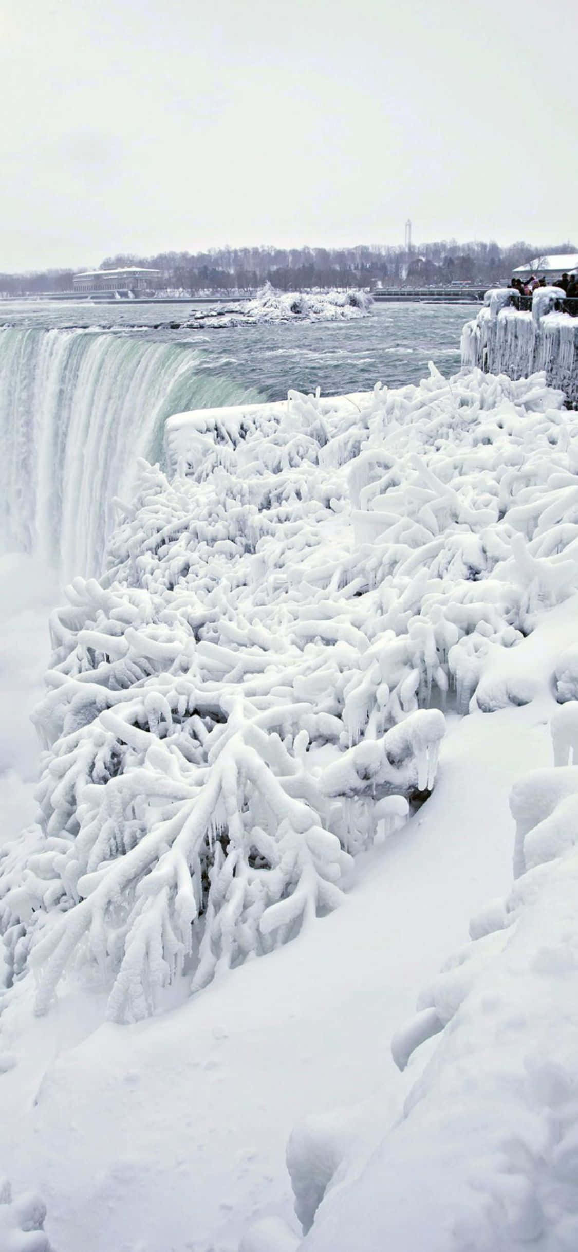 iPhone X Vinter Niagara Falls Bakgrunn Bakgrunner