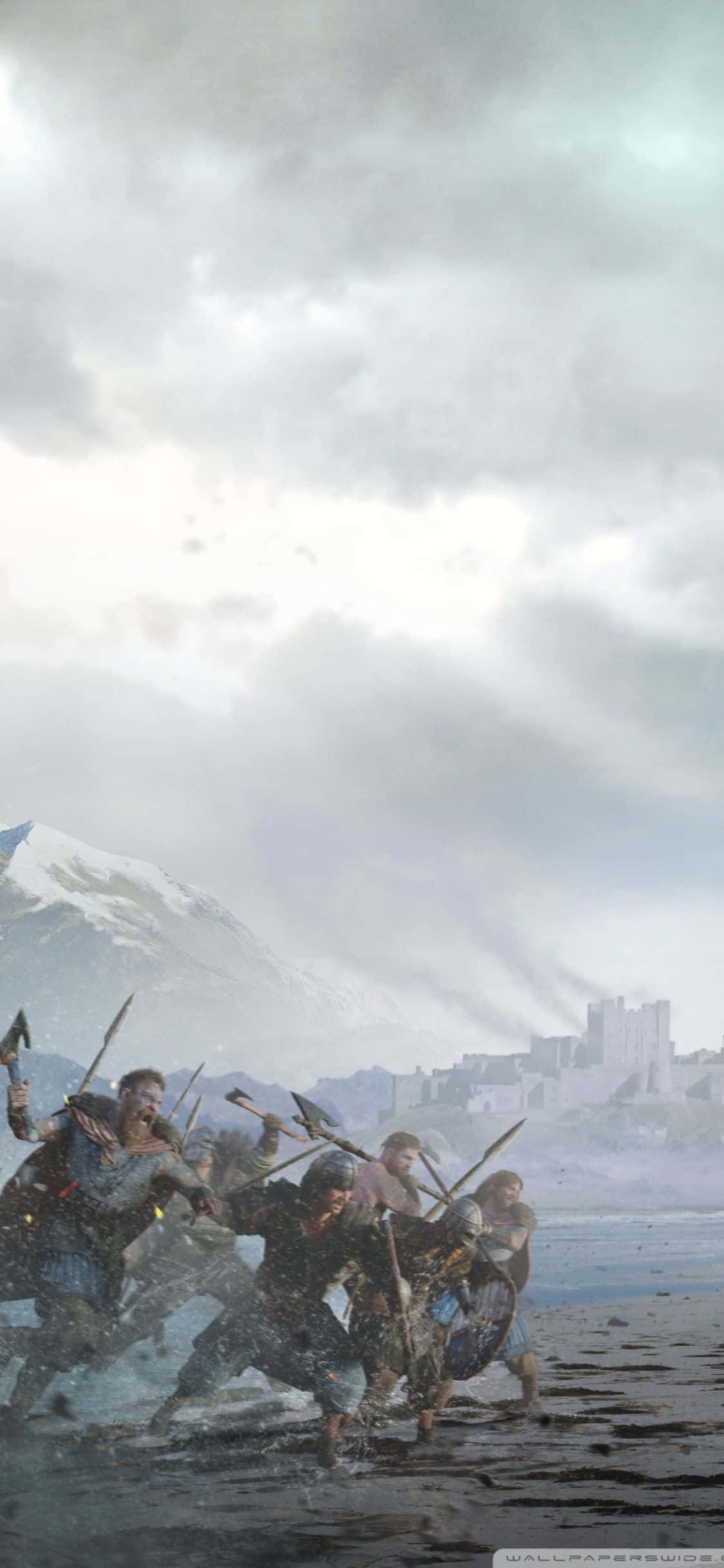 iPhone Xs Assassin's Creed Valhalla Vikinghær som angriper Bakgrunn Bakgrunner