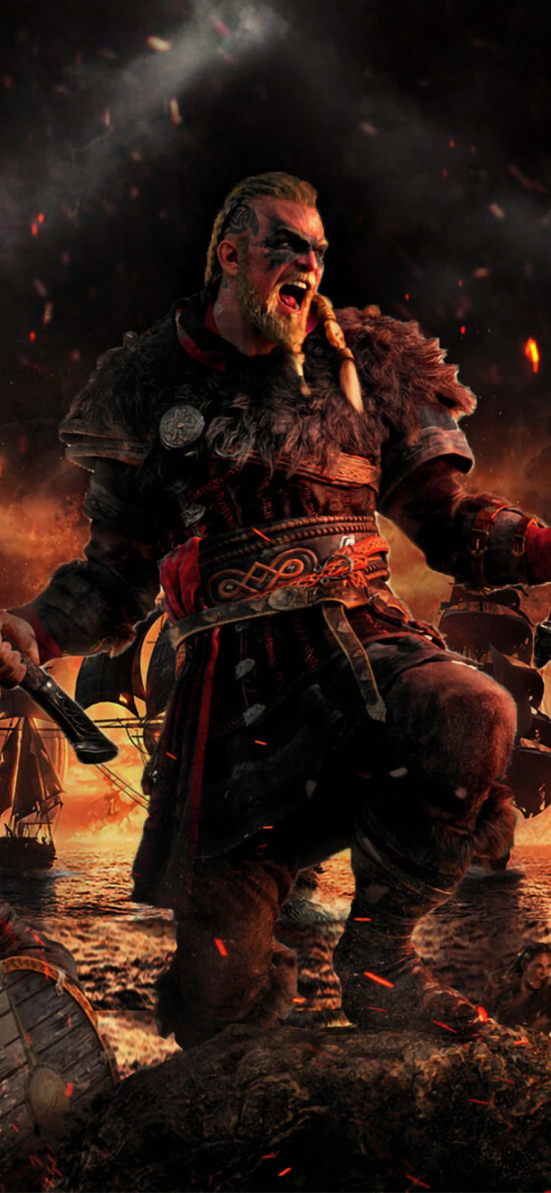 iPhone Xs Assassin's Creed Valhalla Eivor Roper Bakgrunn Bakgrunner