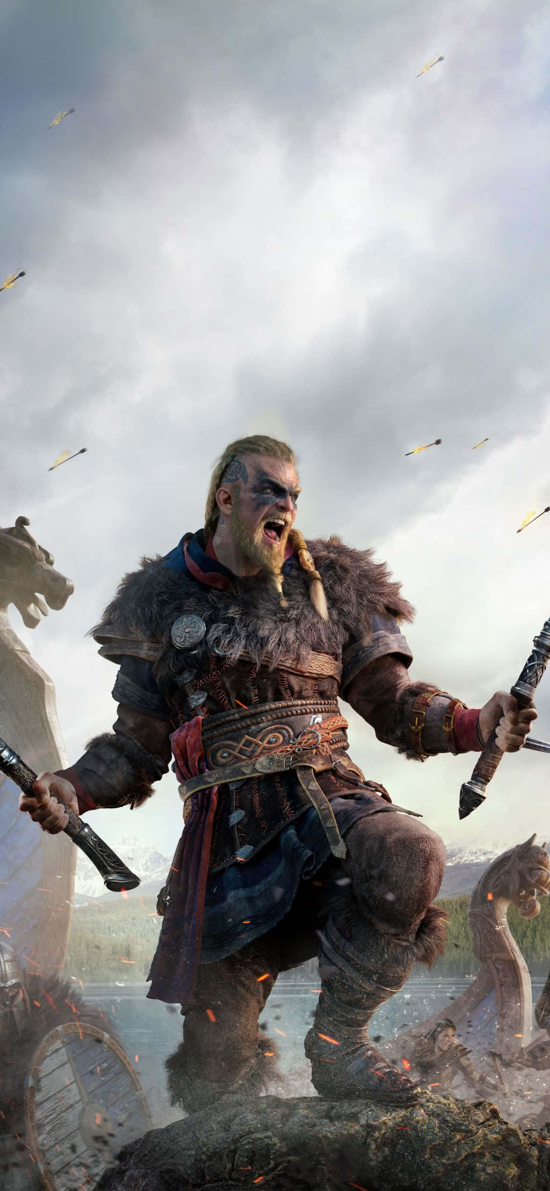 iPhone Xs Assassin's Creed Valhalla Skrikende Eivor Bakgrunn Bakgrunner