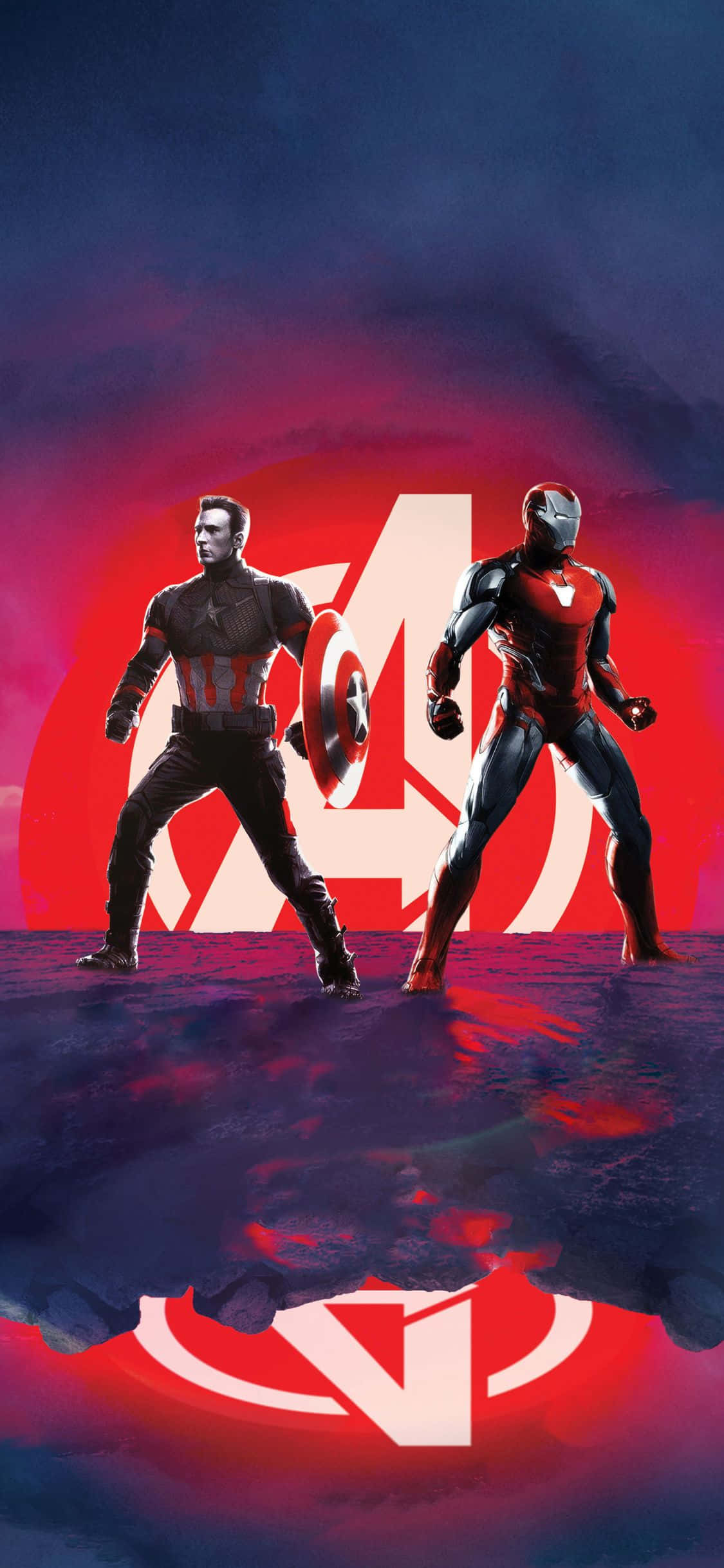 iPhone XS Avengers bakgrunn Iron Man og Captain America Bakgrunner