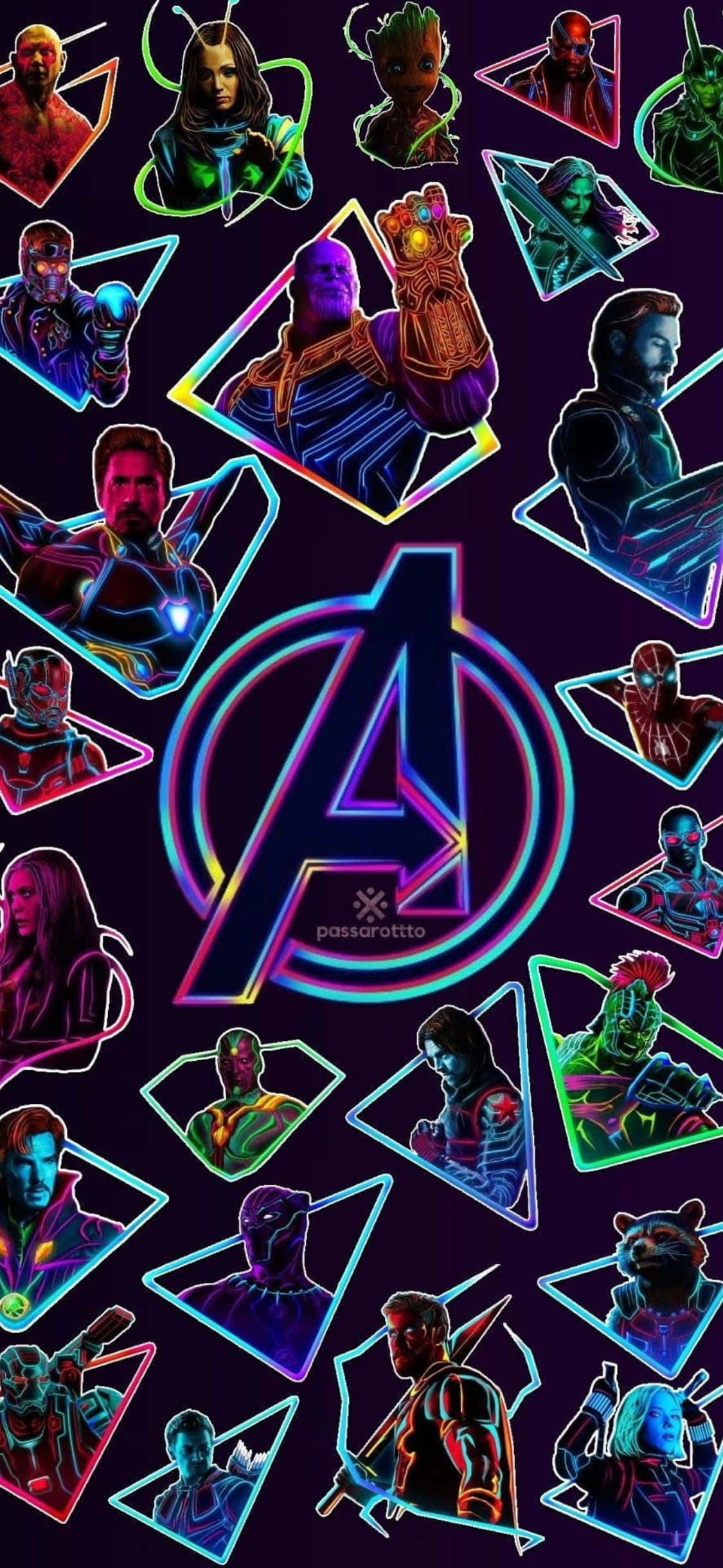 iPhone XS Avengers Bakgrunn Neon Kunst Bakgrunner