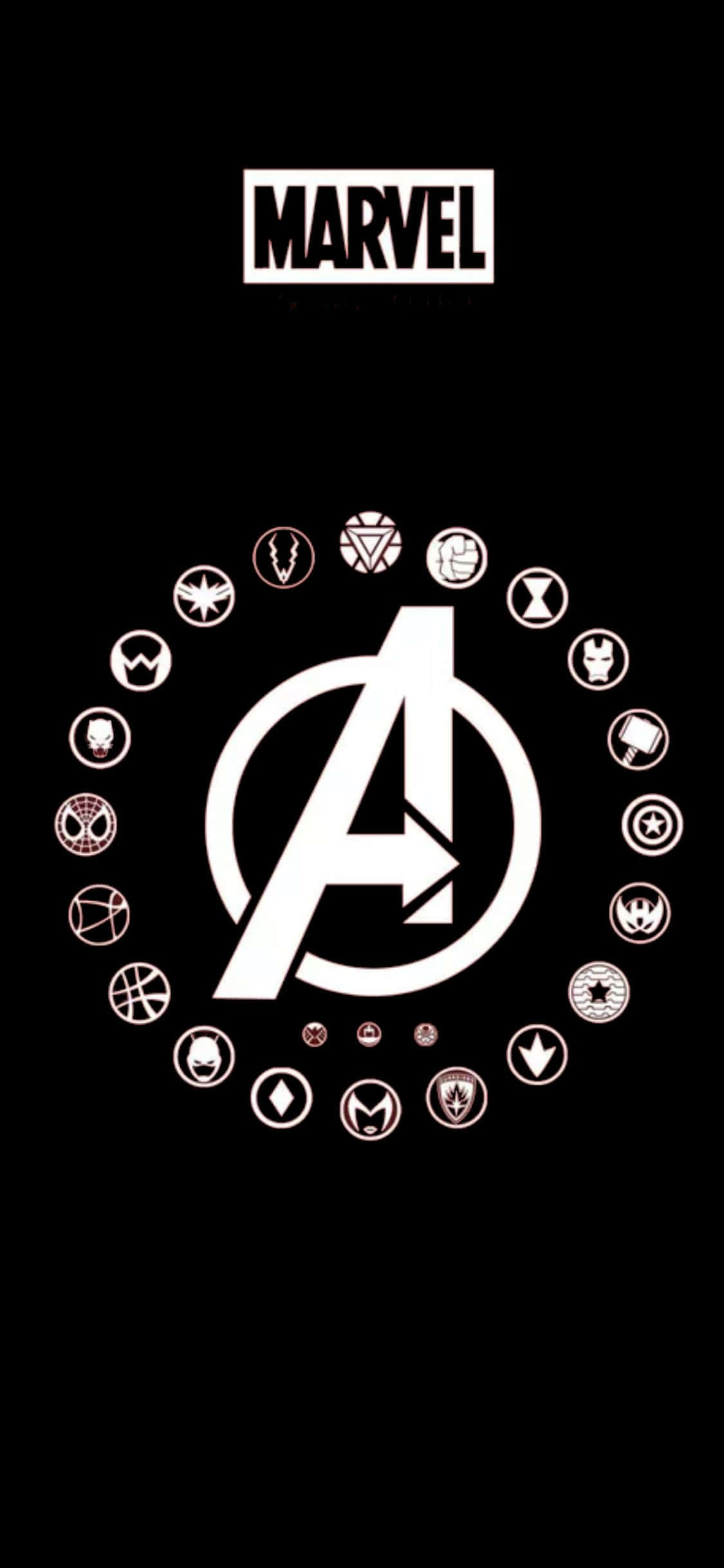 iPhone XS Avengers logo bakgrunn med superheltsymboler Bakgrunner