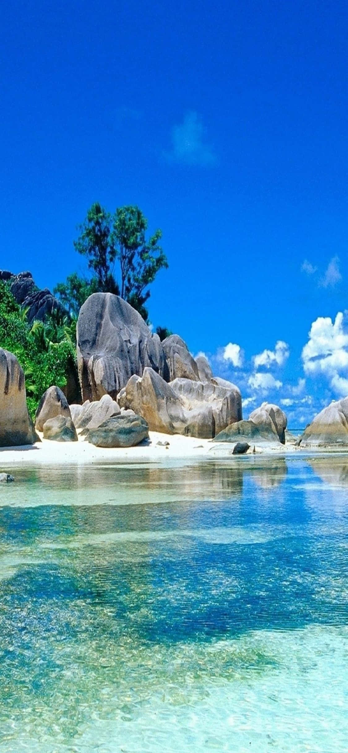 iPhone XS La Digue Strand Bakgrunn Bakgrunner