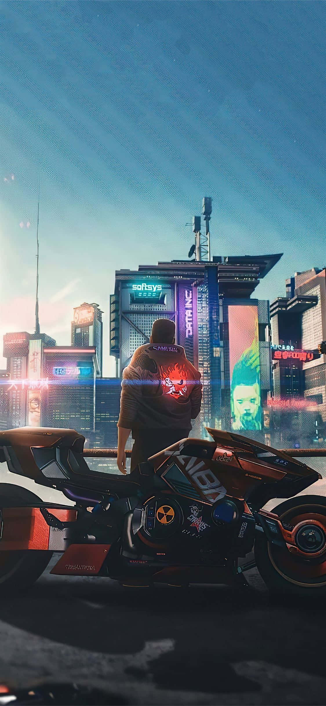 iPhone XS Max Cyberpunk 2077 Samurai-logo Bakgrunn Bakgrunner