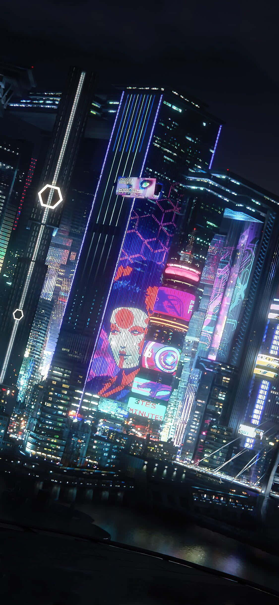 iPhone XS Max Cyberpunk 2077 Nattby Bakgrunn Bakgrunner