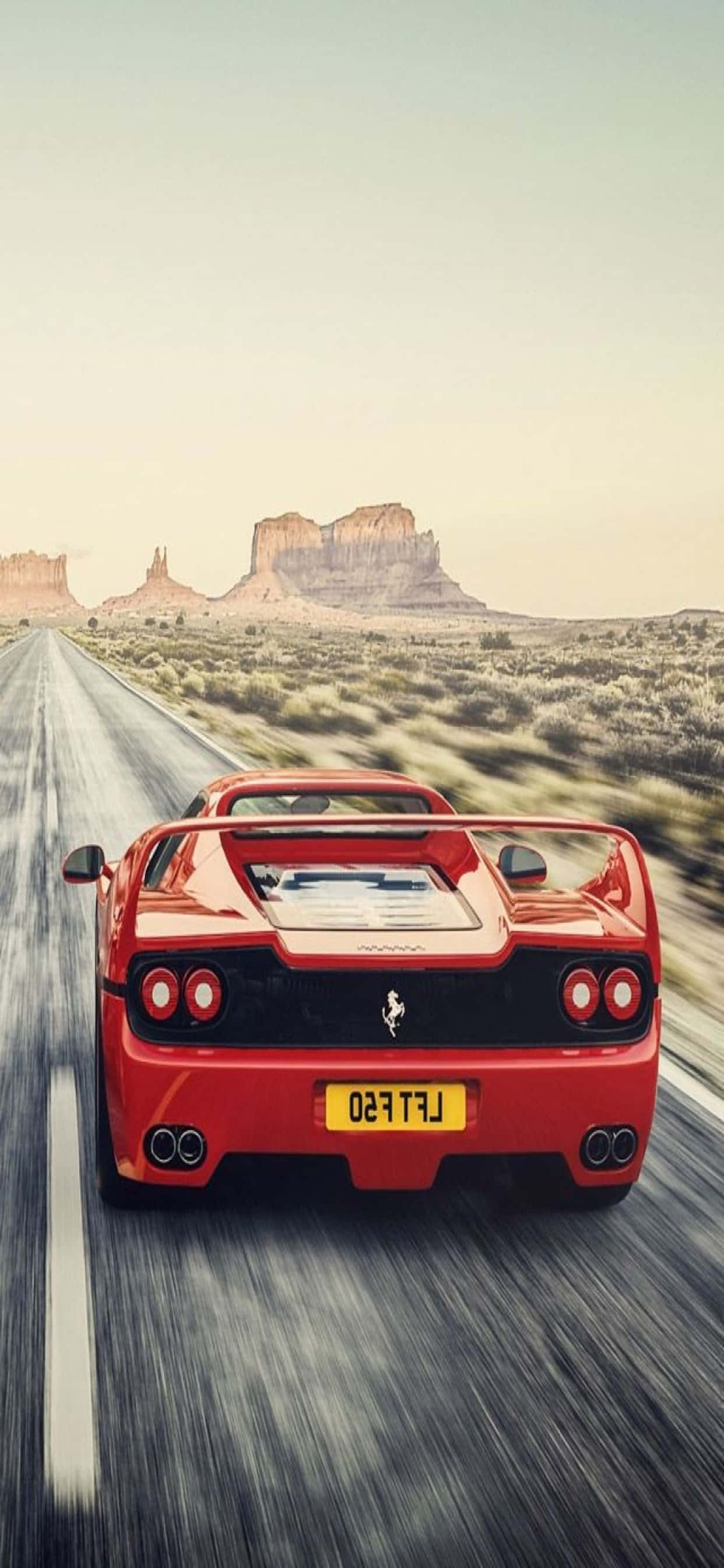 iPhone Xs Max Ferrari Bakgrunn Rød Ferrari F50 På Veien Bakgrunner