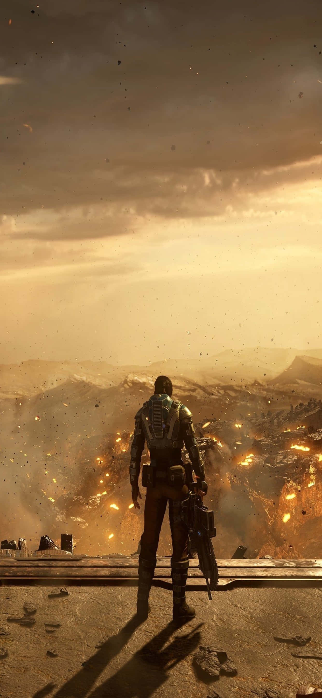 iPhone XS Max Gears Of War 5 Kait Sepia Bakgrunn Bakgrunner