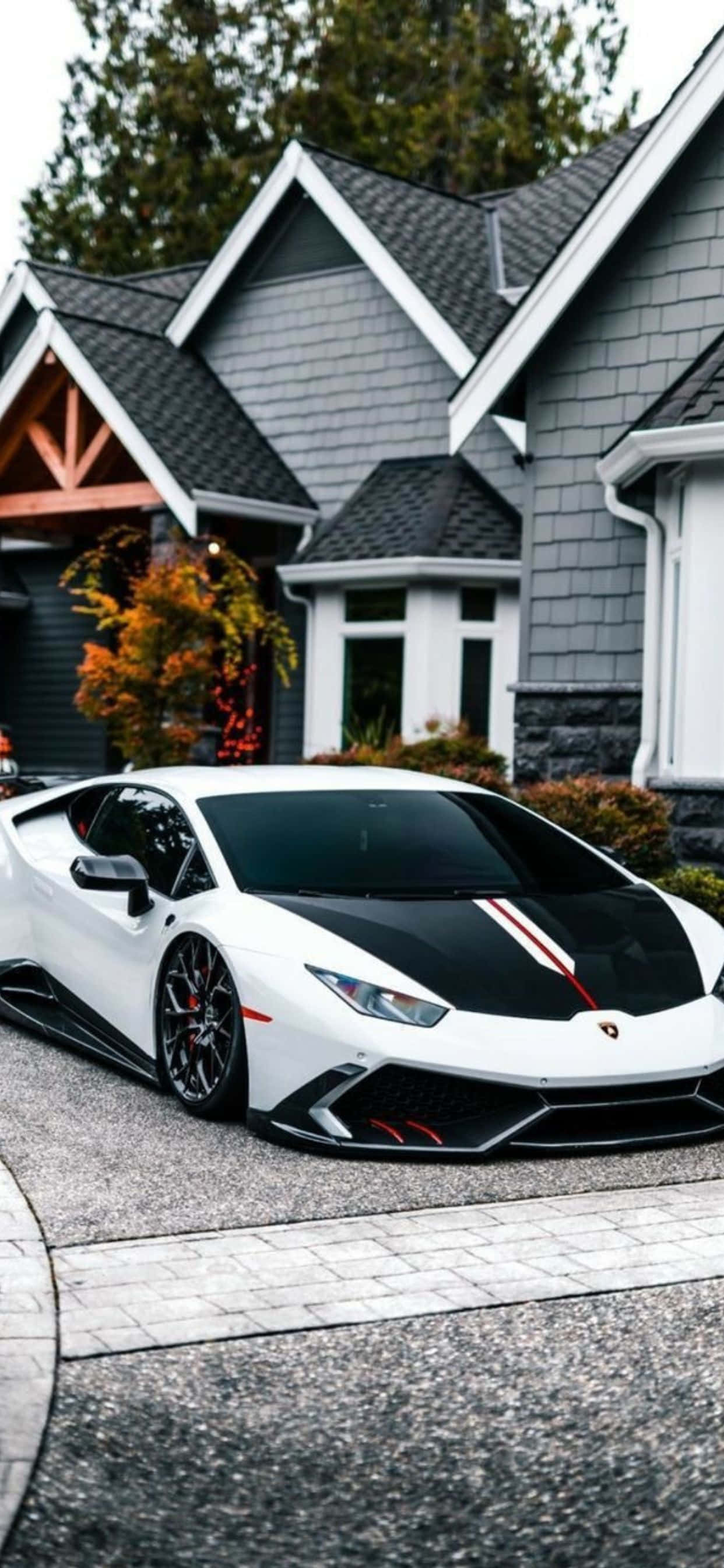 iPhone XS Max Lamborghini Hvit og Svart Bakgrunn Bakgrunner