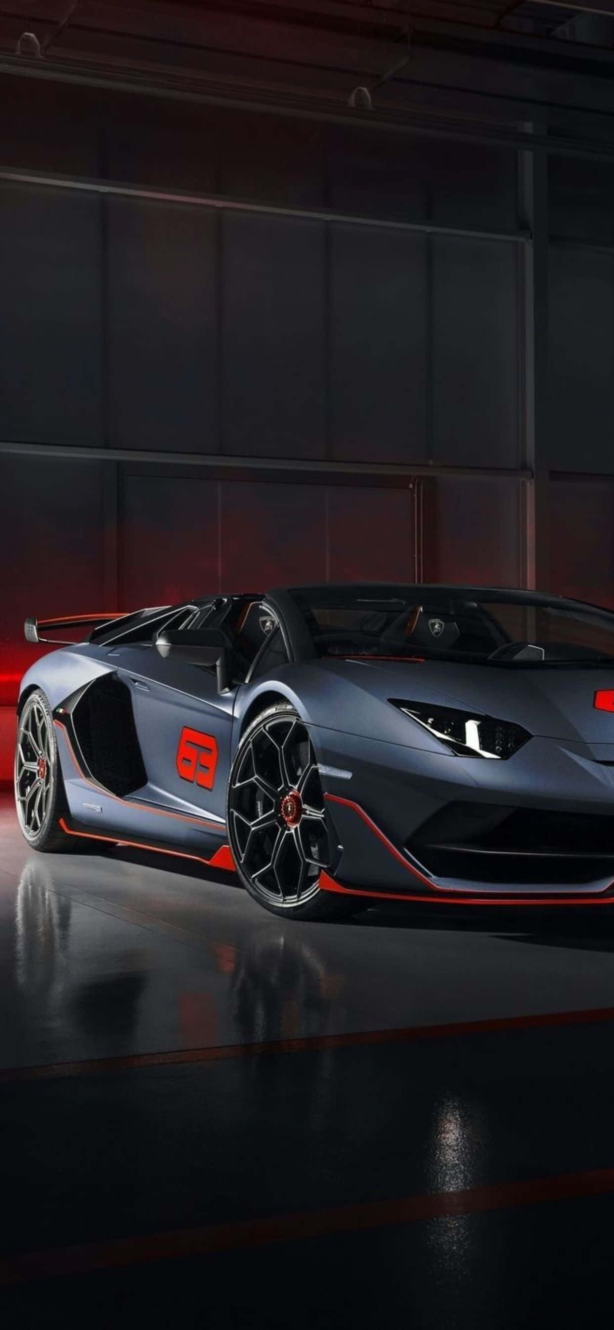 iPhone XS Max Lamborghini Rød og Grå Bakgrunn Bakgrunner