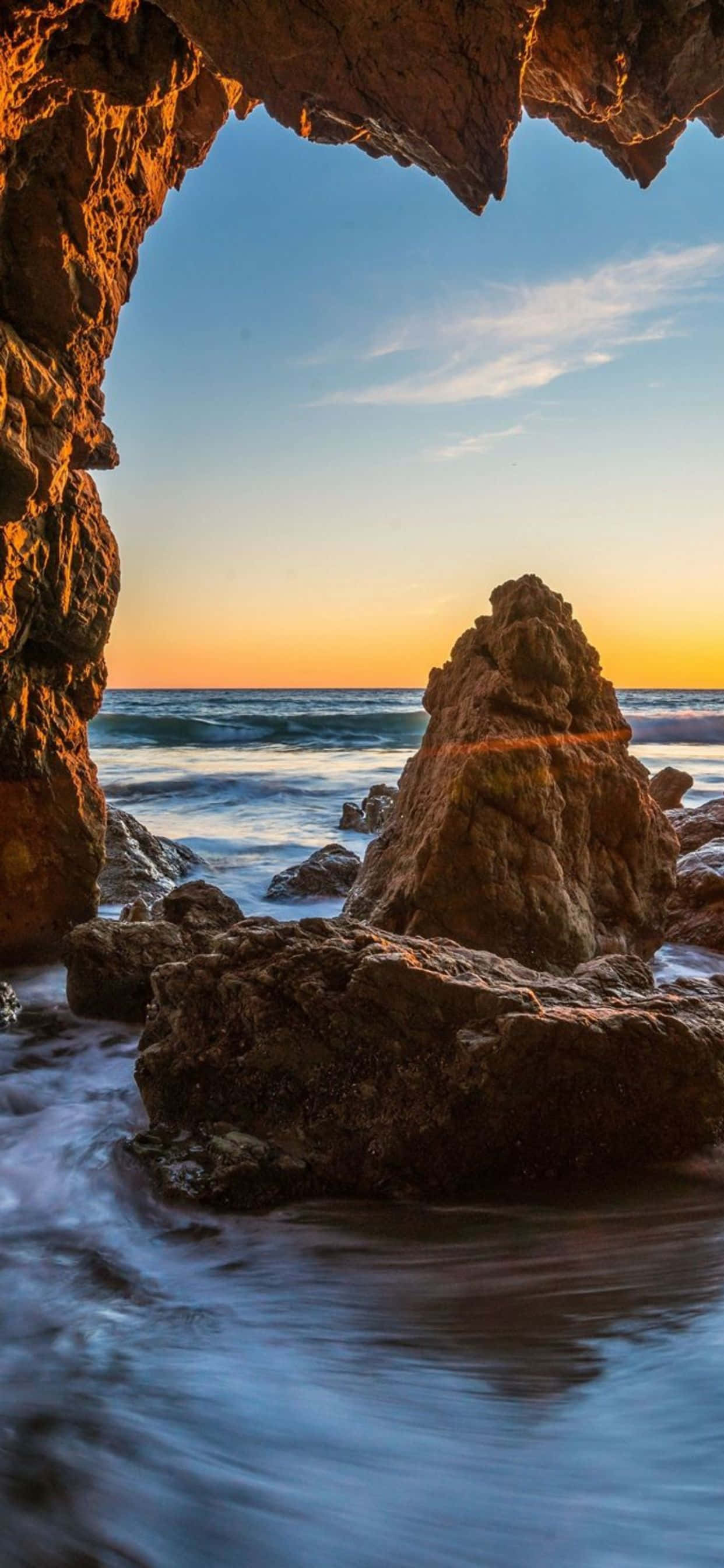 iPhone Xs Max Malibu Sjøgrotte Bakgrunn Bakgrunner