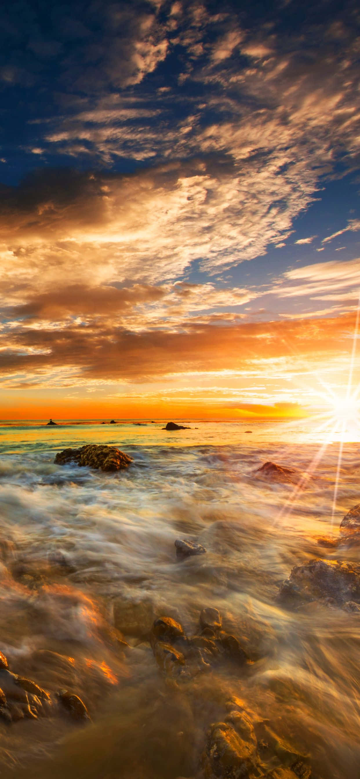 iPhone Xs Max Malibu solnedgang ved bølgene bakgrunn Bakgrunner