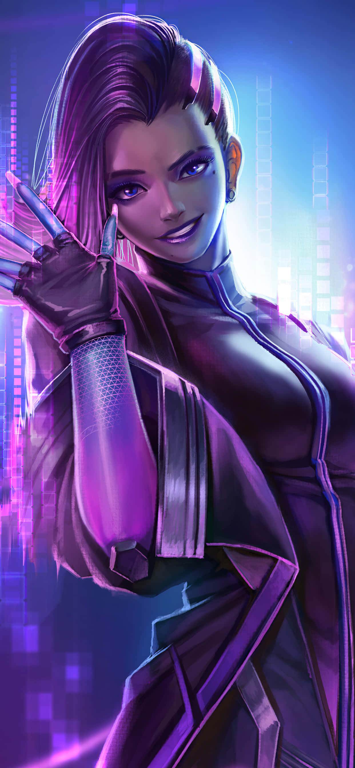 iPhone Xs Max Overwatch Bakgrunn Sombra Vinker Med Hånden Bakgrunner