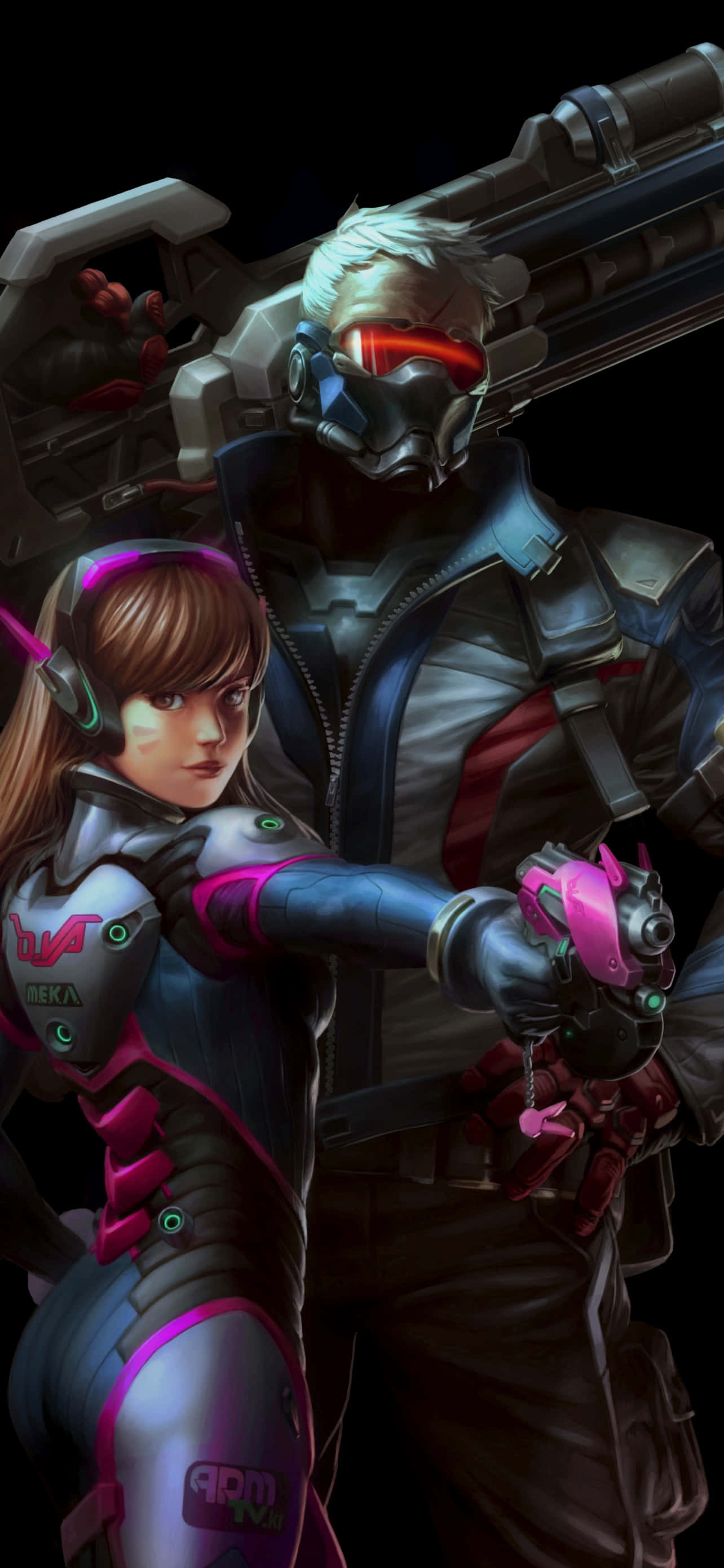 iPhone Xs Max Overwatch Bakgrunn D.Va Med Soldier 76 Bakgrunner
