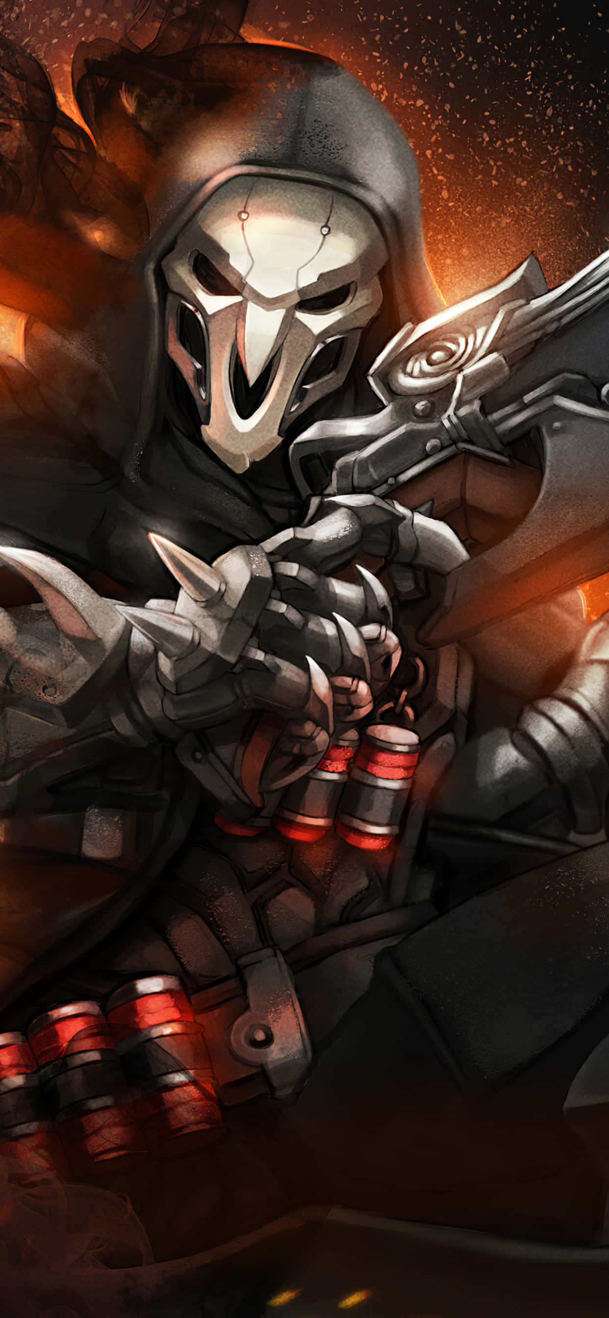 iPhone Xs Max Overwatch Bakgrunn Reaper Med Pistolene Sine Bakgrunner