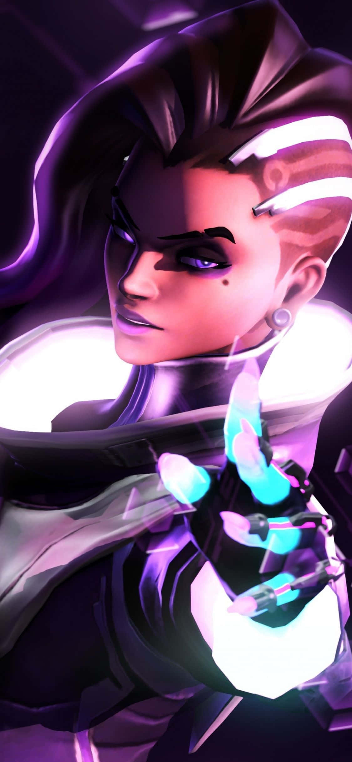 iPhone Xs Max Overwatch Bakgrunn Sombra Peker Med Hånden Bakgrunner