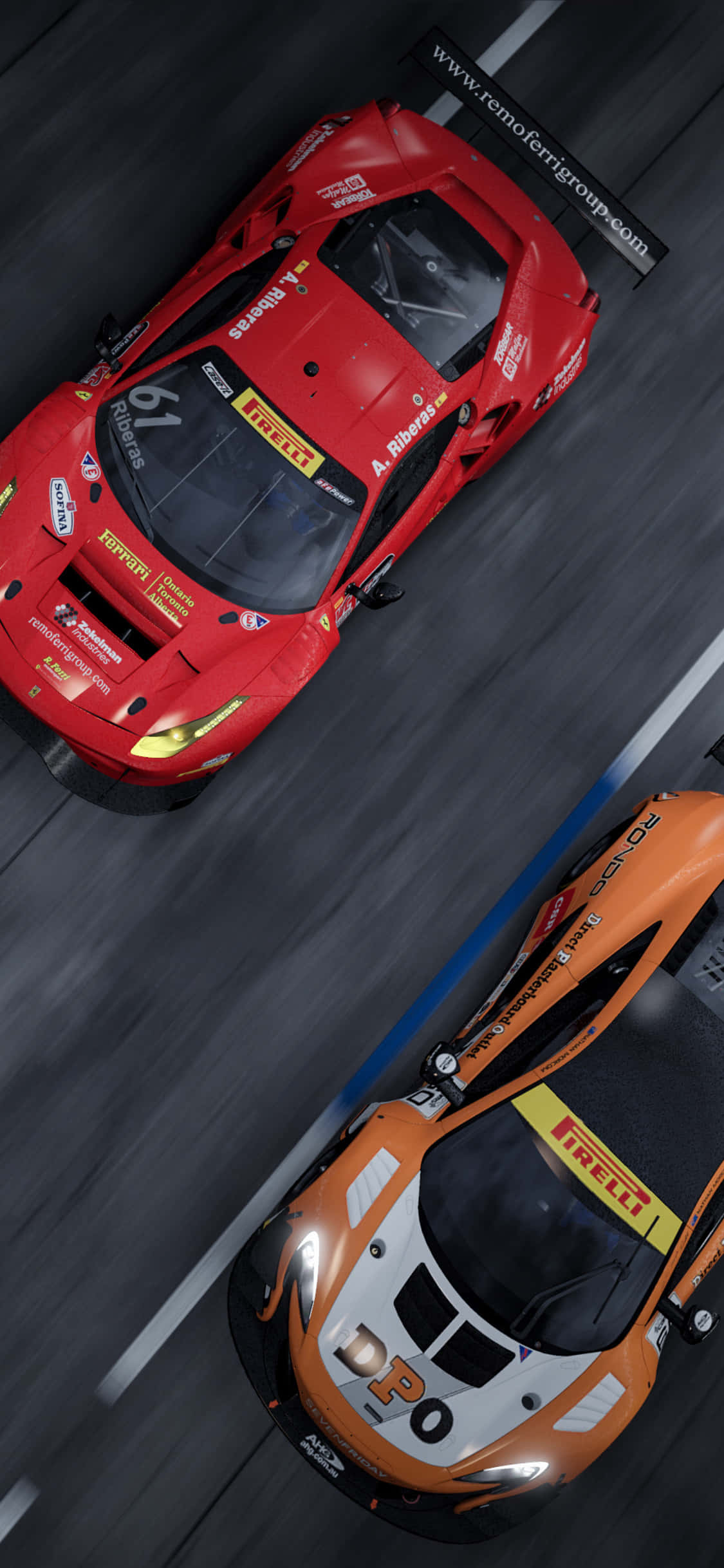 iPhone XS Max Project Cars 2 rød og oransje racerbiler bakgrunn Bakgrunner