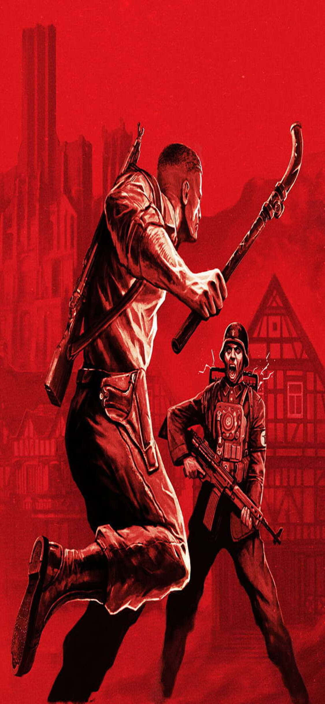 iPhone Xs Med Det Nyeste ‘Wolfenstein II’ Videospillet Bakgrunner