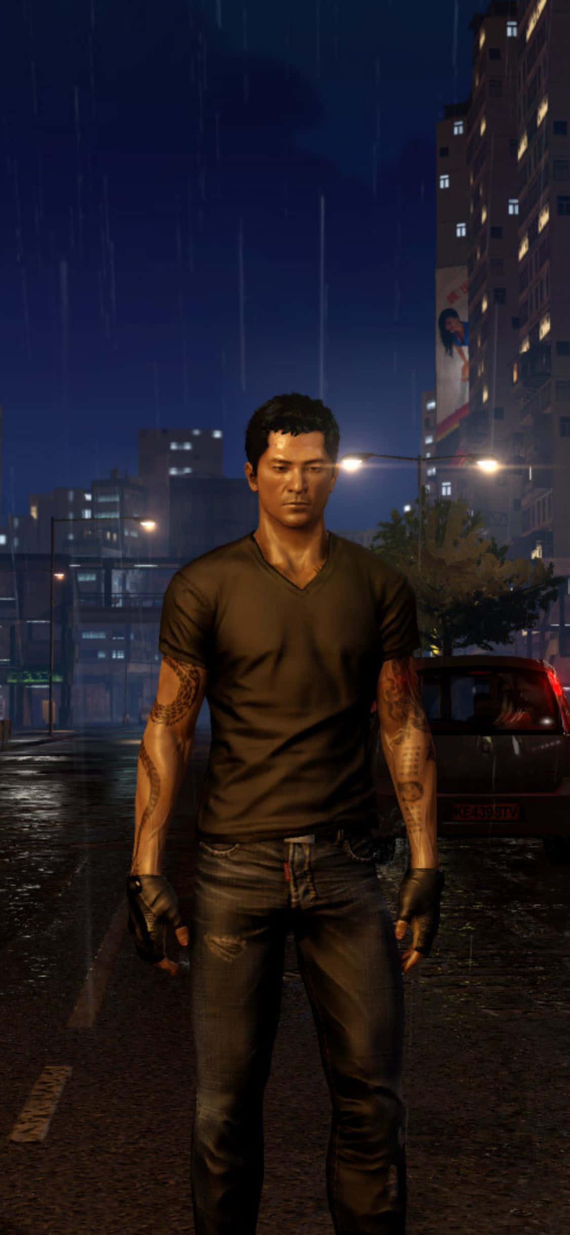 iPhone Xs Sleeping Dogs V-hals Regn Bakgrunn Bakgrunner