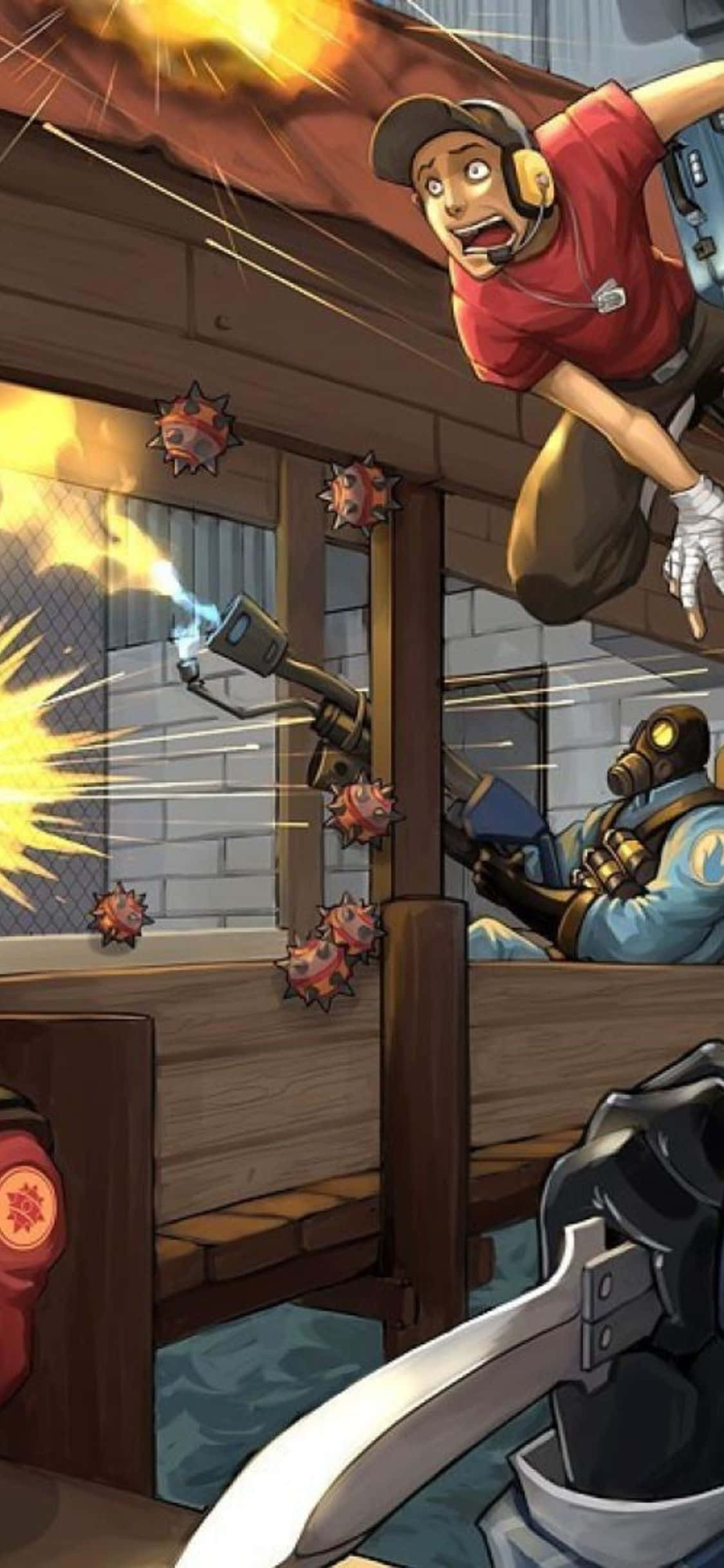 iPhone XS Team Fortress 2 tegneseriestil bakgrunn Bakgrunner