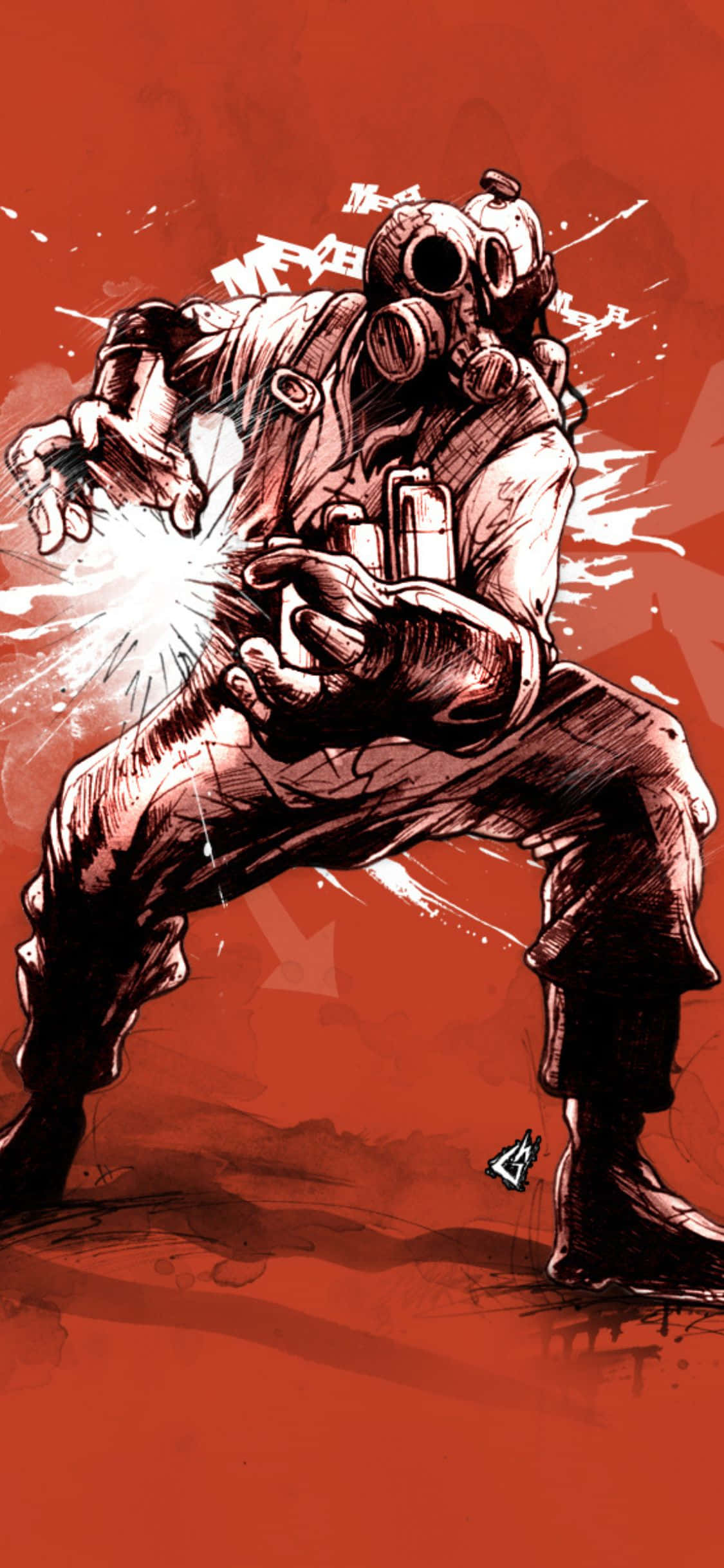 iPhone XS Team Fortress 2 Monokrom Pyro Bakgrunnskunstverk Bakgrunner