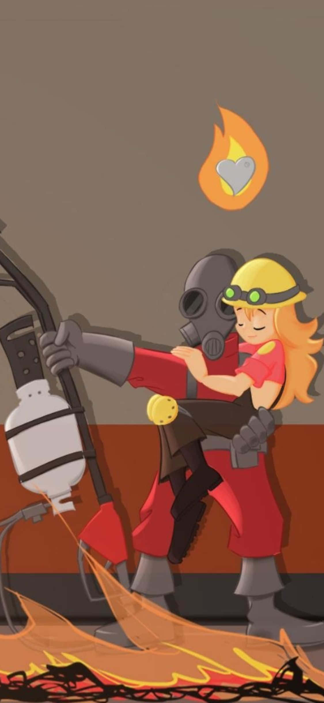 iPhone Xs Tf2 Bakgrunn Jente Som Klemmer Pyro Bakgrunner