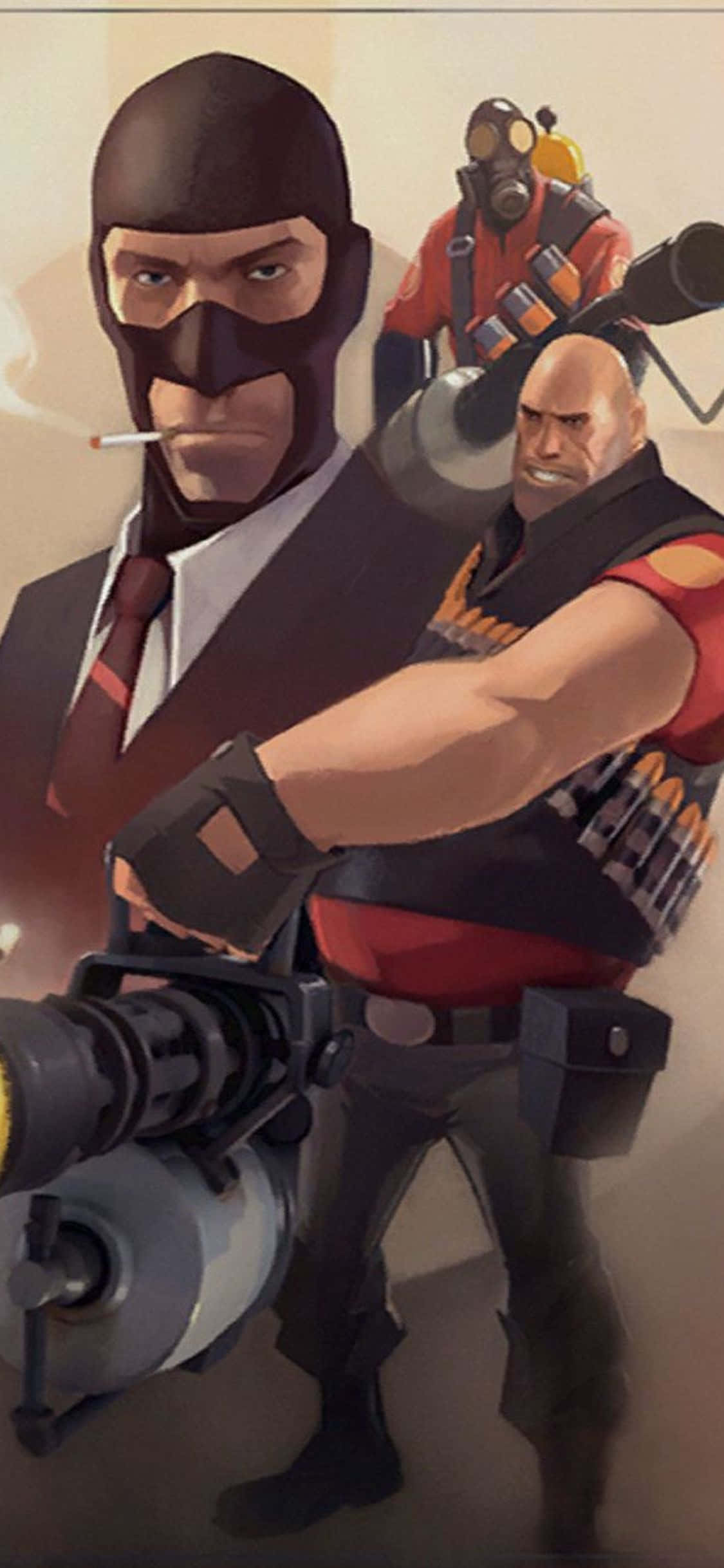 iPhone Xs Tf2 Bakgrunn Spy Pyro og Heavy Plakat Bakgrunner