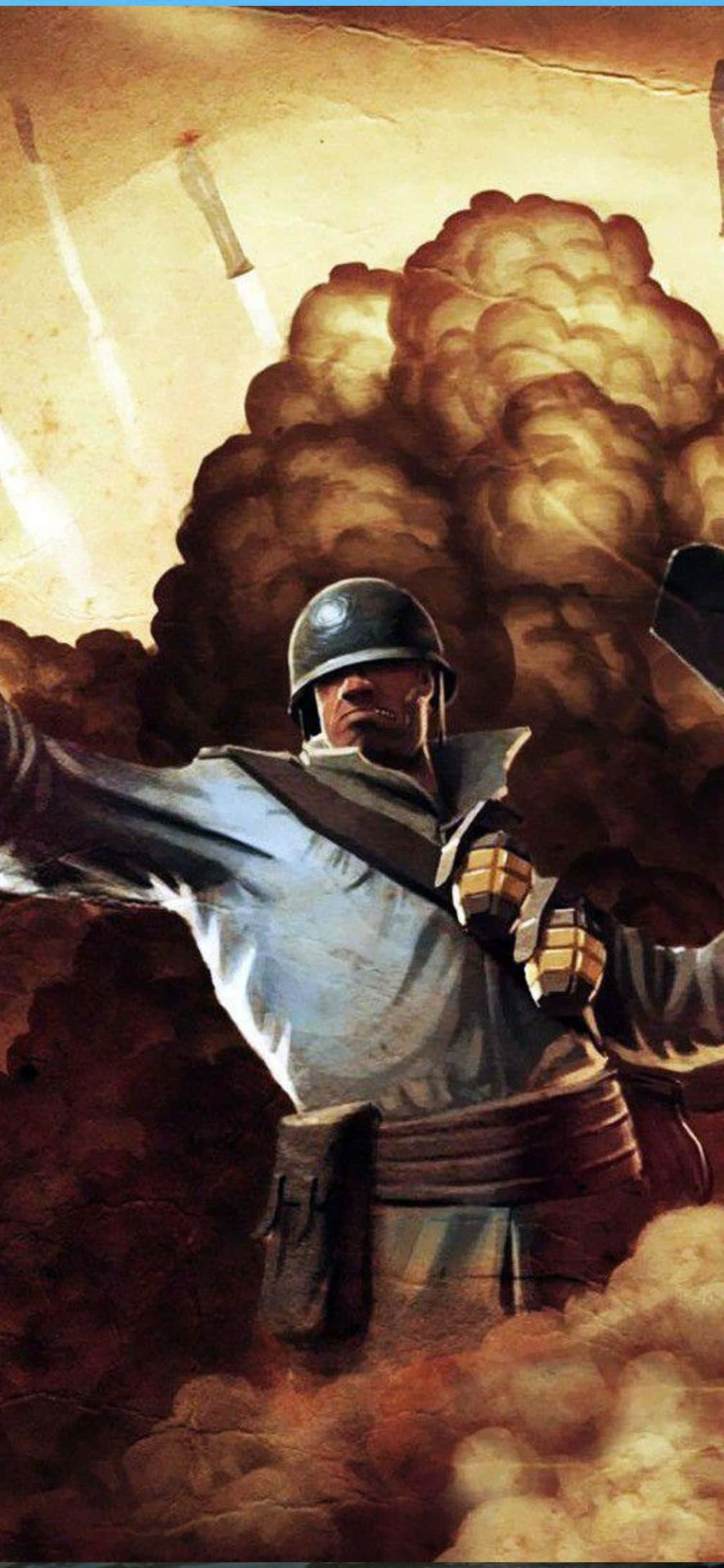 iPhone Xs Tf2 Bakgrunn Den Blå Soldaten Med Eksplosiv Bakgrunn Bakgrunner