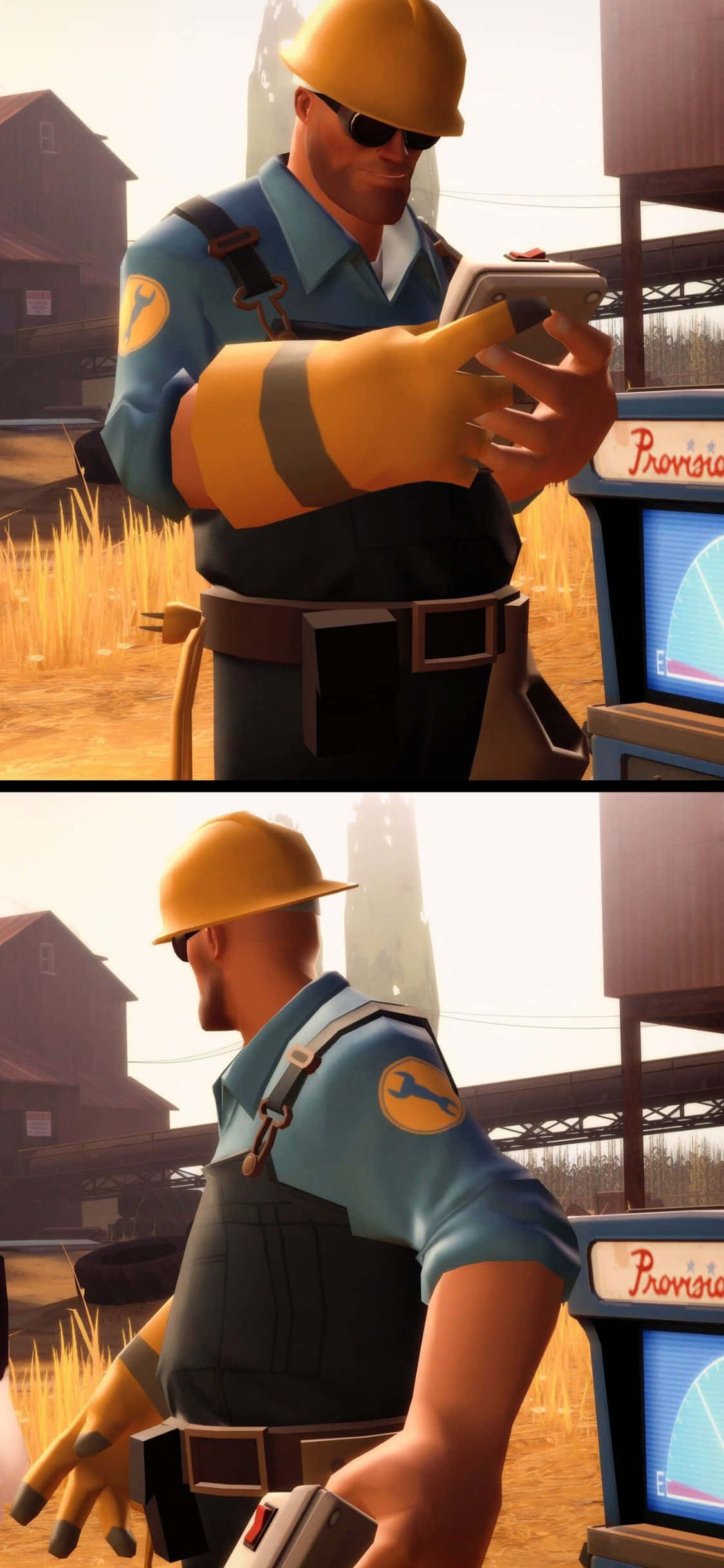 iPhone Xs Tf2 Bakgrunn Engineer som bygger en dispenser Bakgrunner