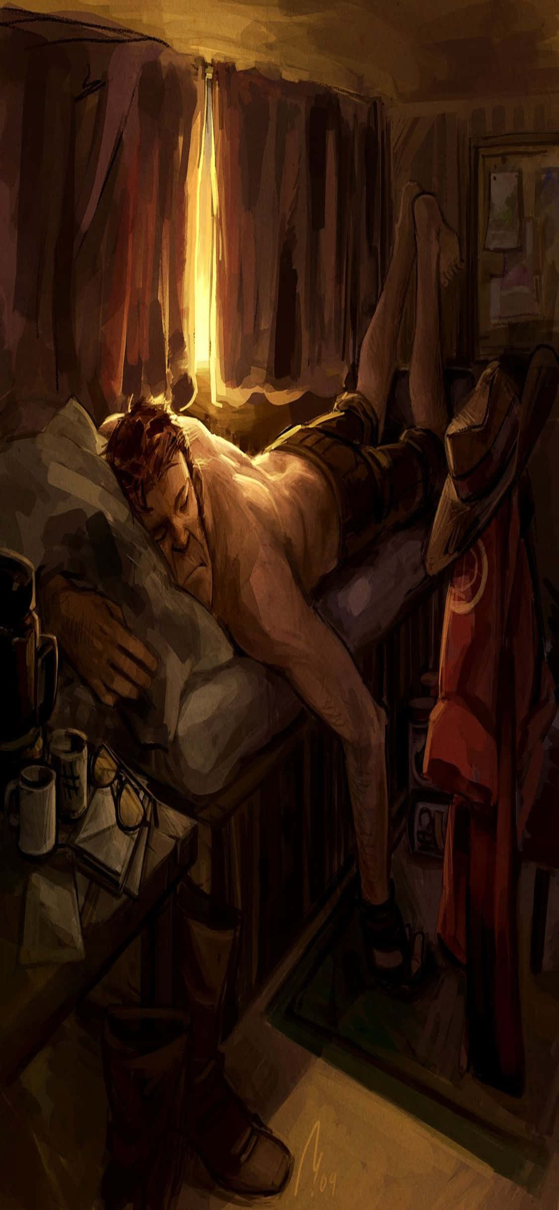 iPhone Xs Tf2 Bakgrunn Fanart Maleri Sniper Sover Bakgrunner