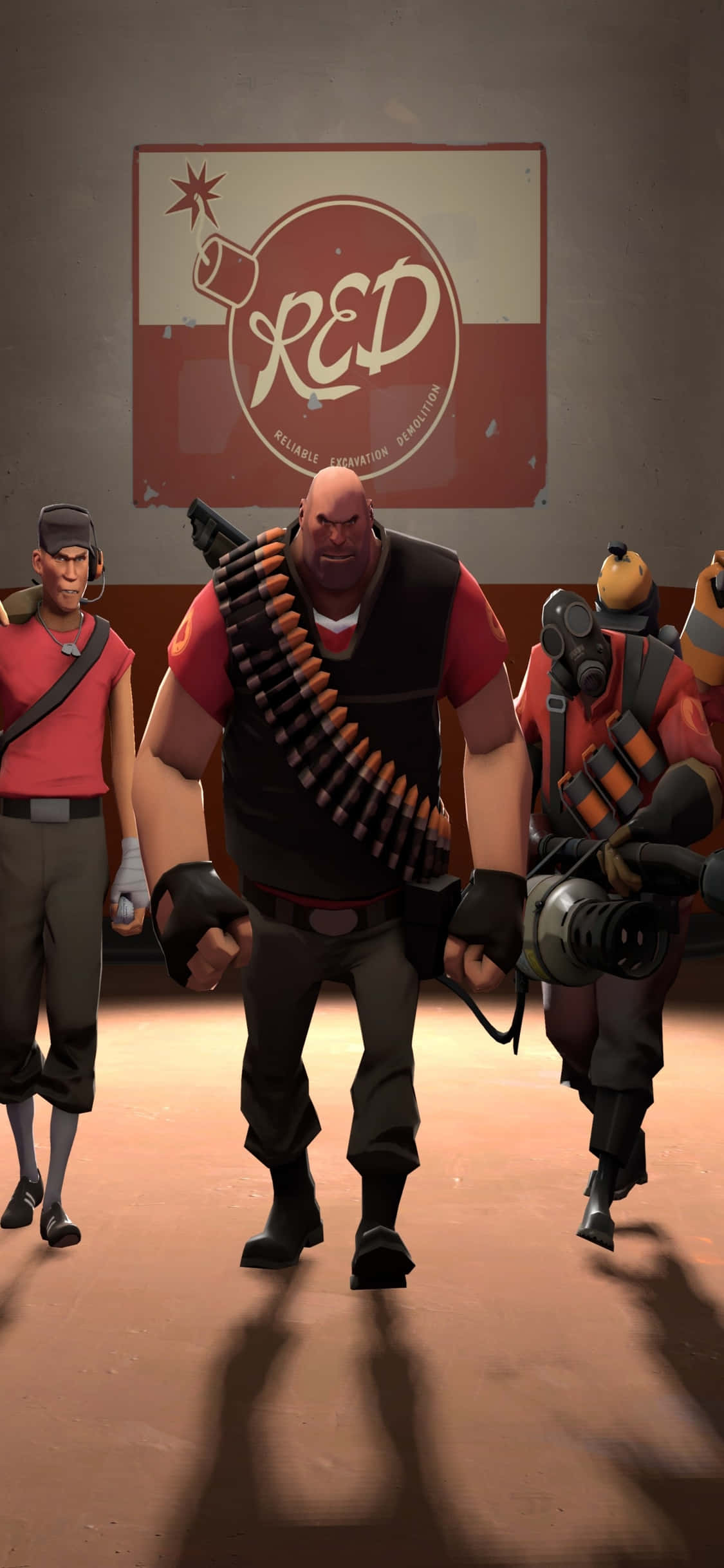 iPhone Xs Tf2 Bakgrunn Røde Lags Scout Heavy og Pyro Bakgrunner