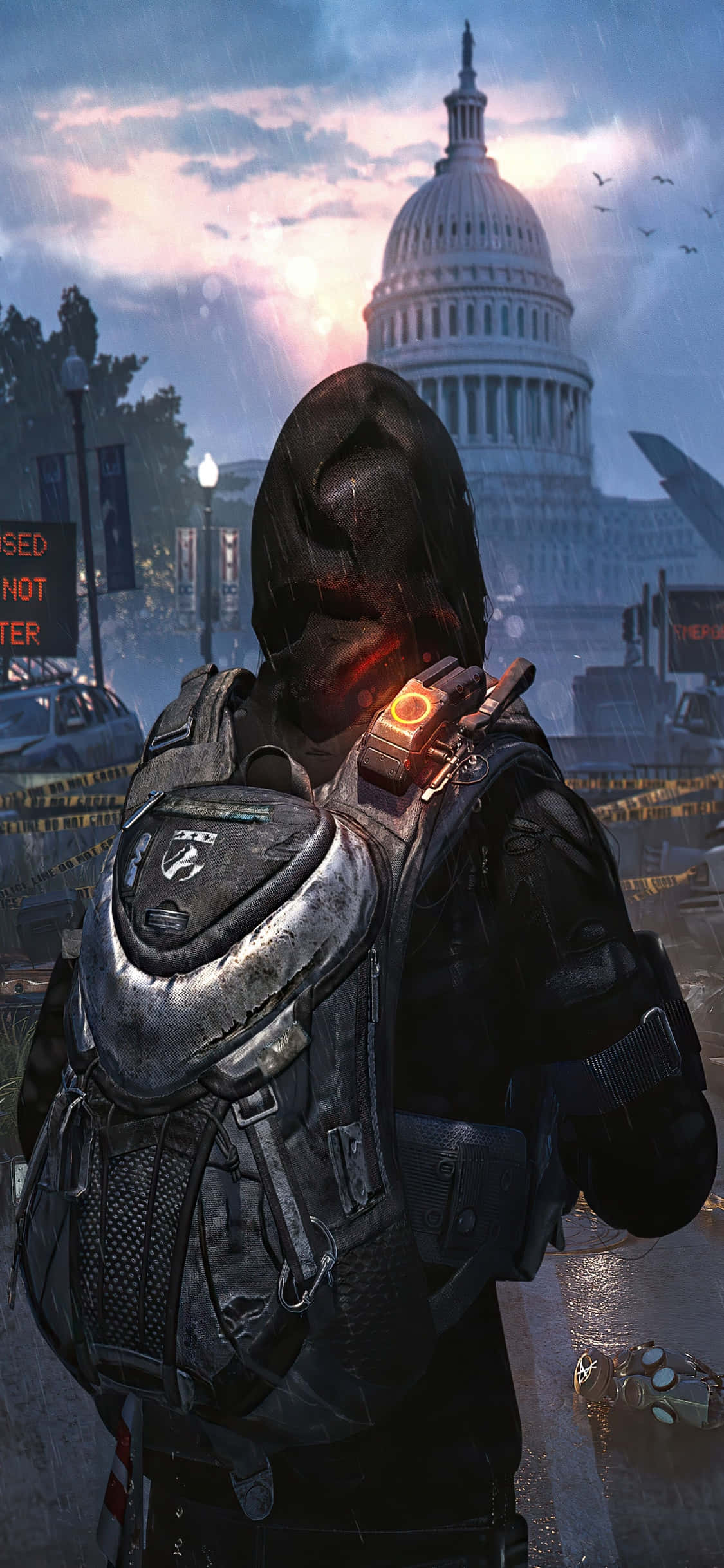 iPhone Xs The Division Bakgrunn Hettekledd Mann i Washington Bakgrunner