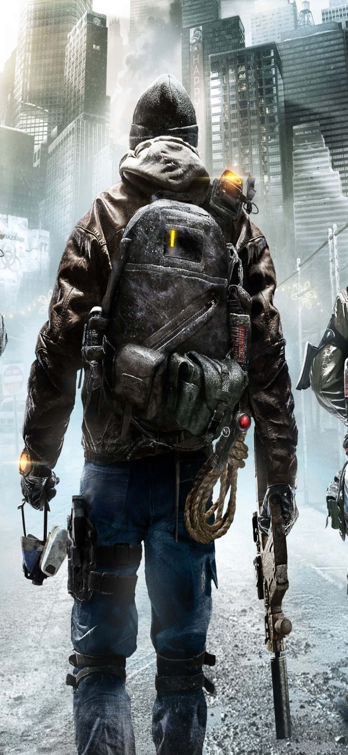 iPhone Xs The Division Bakgrunn Mann Med Ryggsekk Og Våpen Bakgrunner