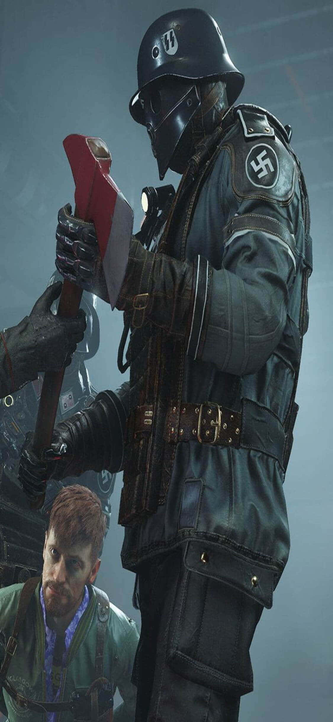 iPhone Xs Wolfenstein Ii Nazi-soldat Øks Bakgrunn Bakgrunner