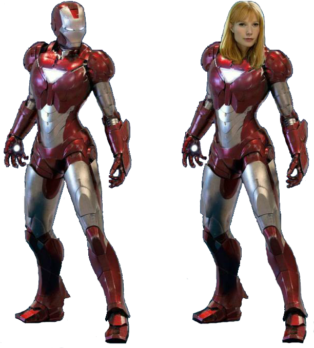 Iron Man-drakt med kvinnelig hode redigert inn Bakgrunner