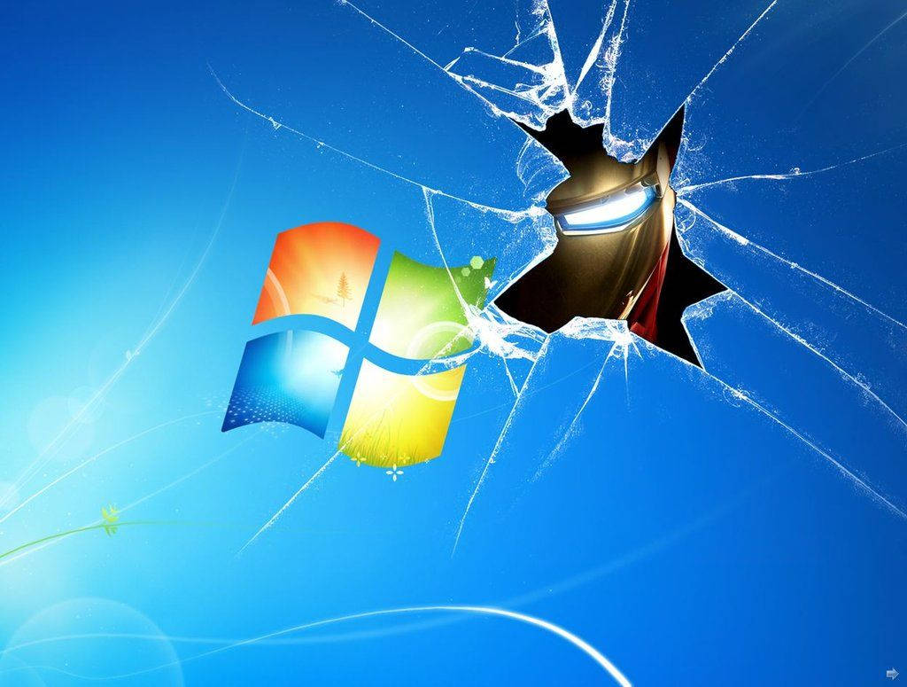 Iron Man knust Windows-skjerm bakgrunnsbilde