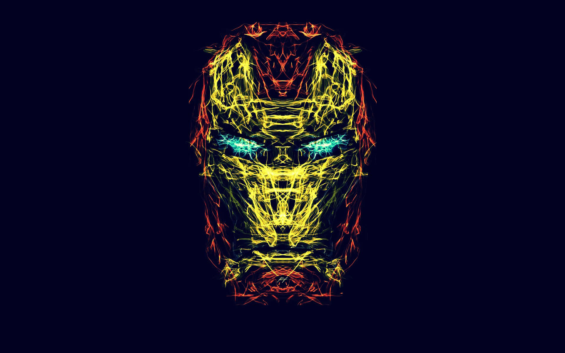 Iron Man lyskunst på svart bilde Bakgrunner