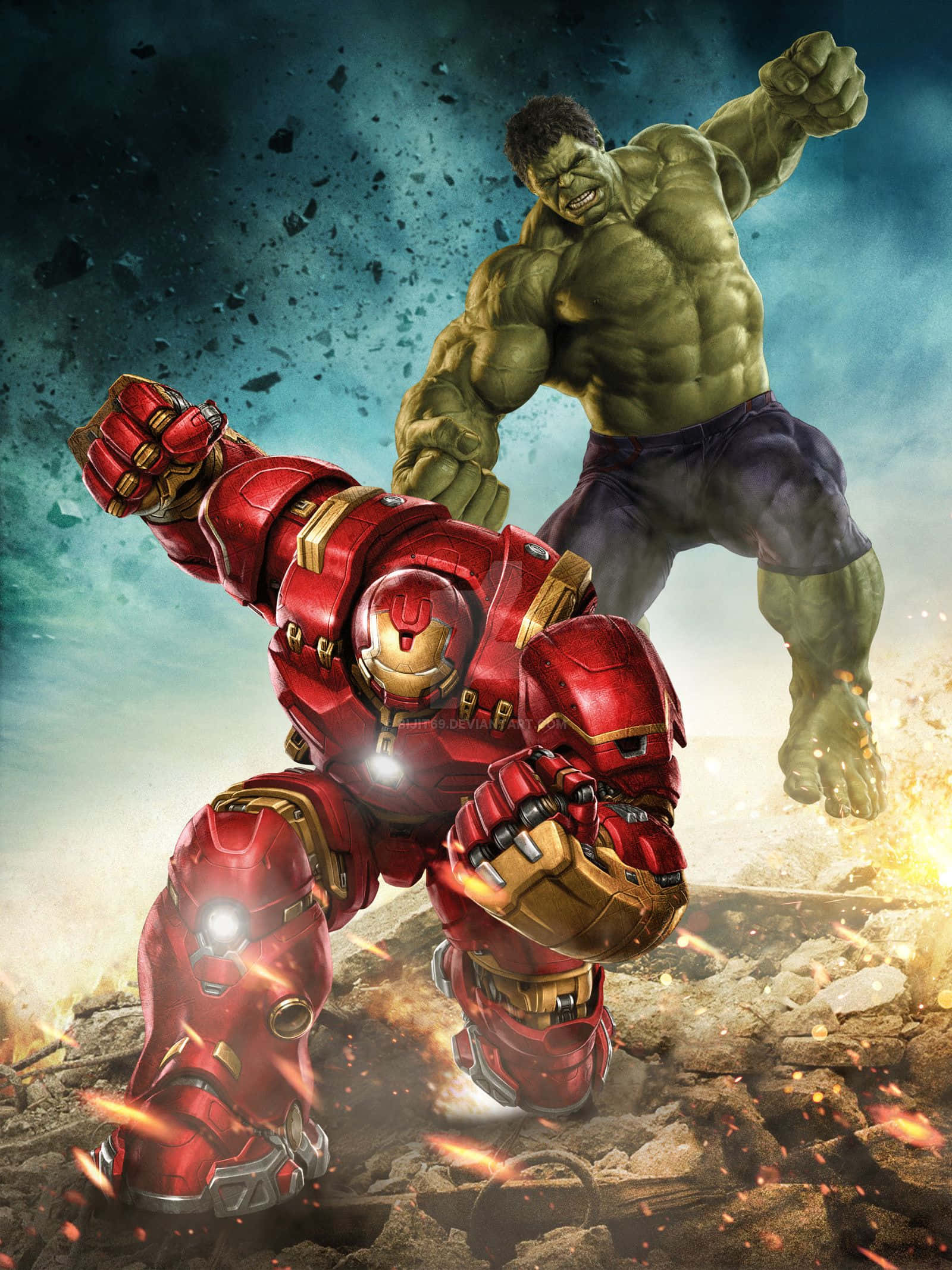 Iron Man og Hulken i en episk kamp Bakgrunner