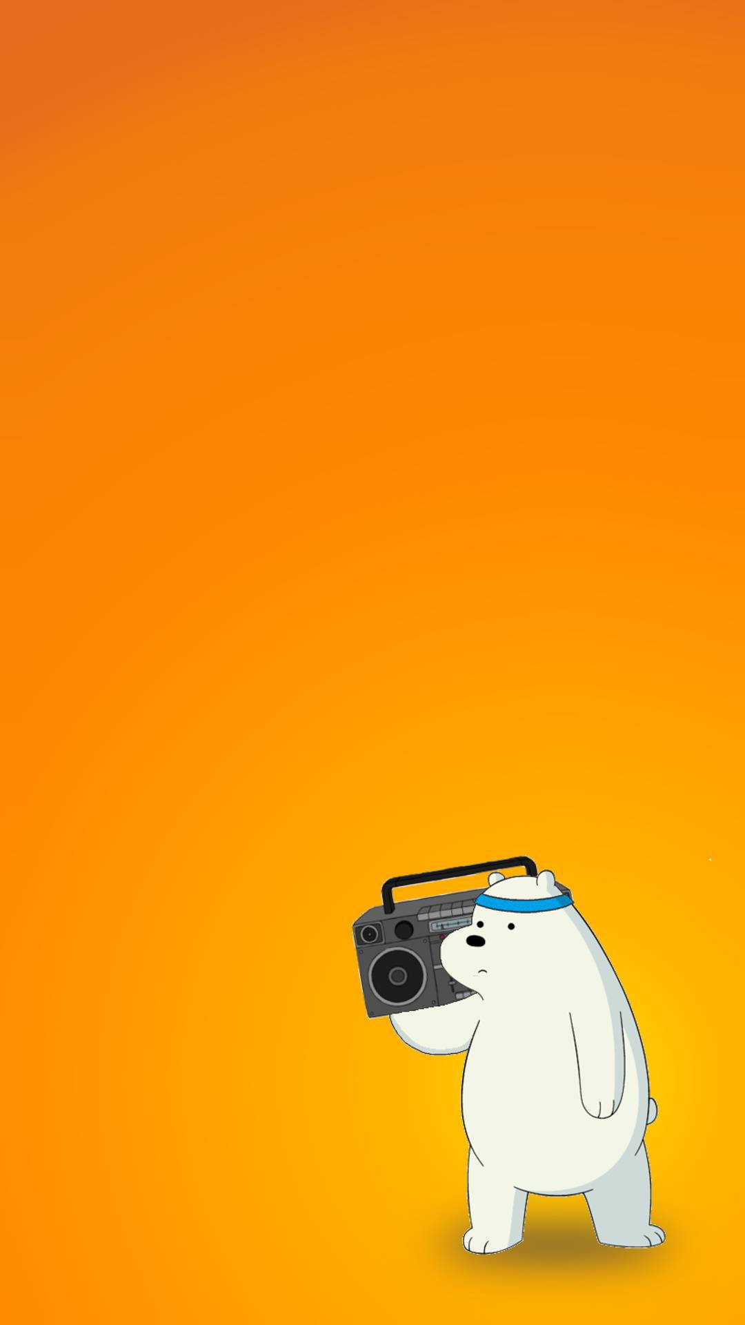 Isbjørn We Bare Bears Boombox Oransje Estetikk Bakgrunner
