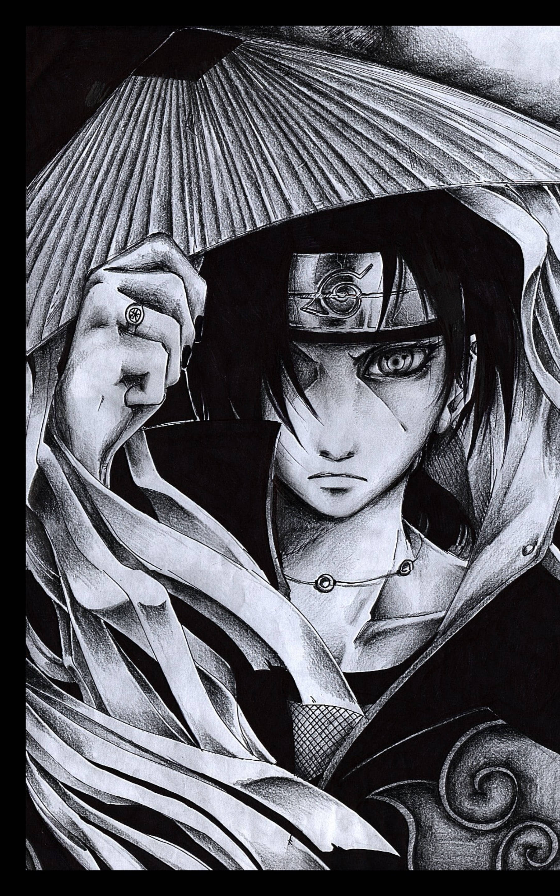Itachi i svart blekktegning Bakgrunner