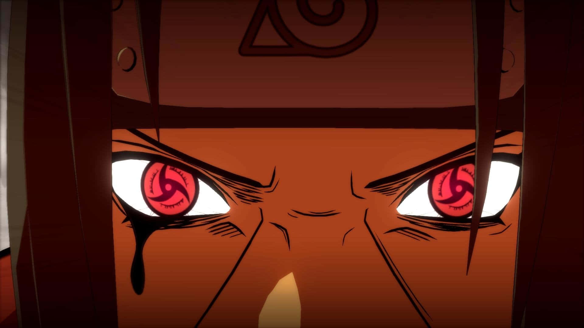 Itachi Mangekyou Sharingan nærbilde rødt øye Bakgrunner